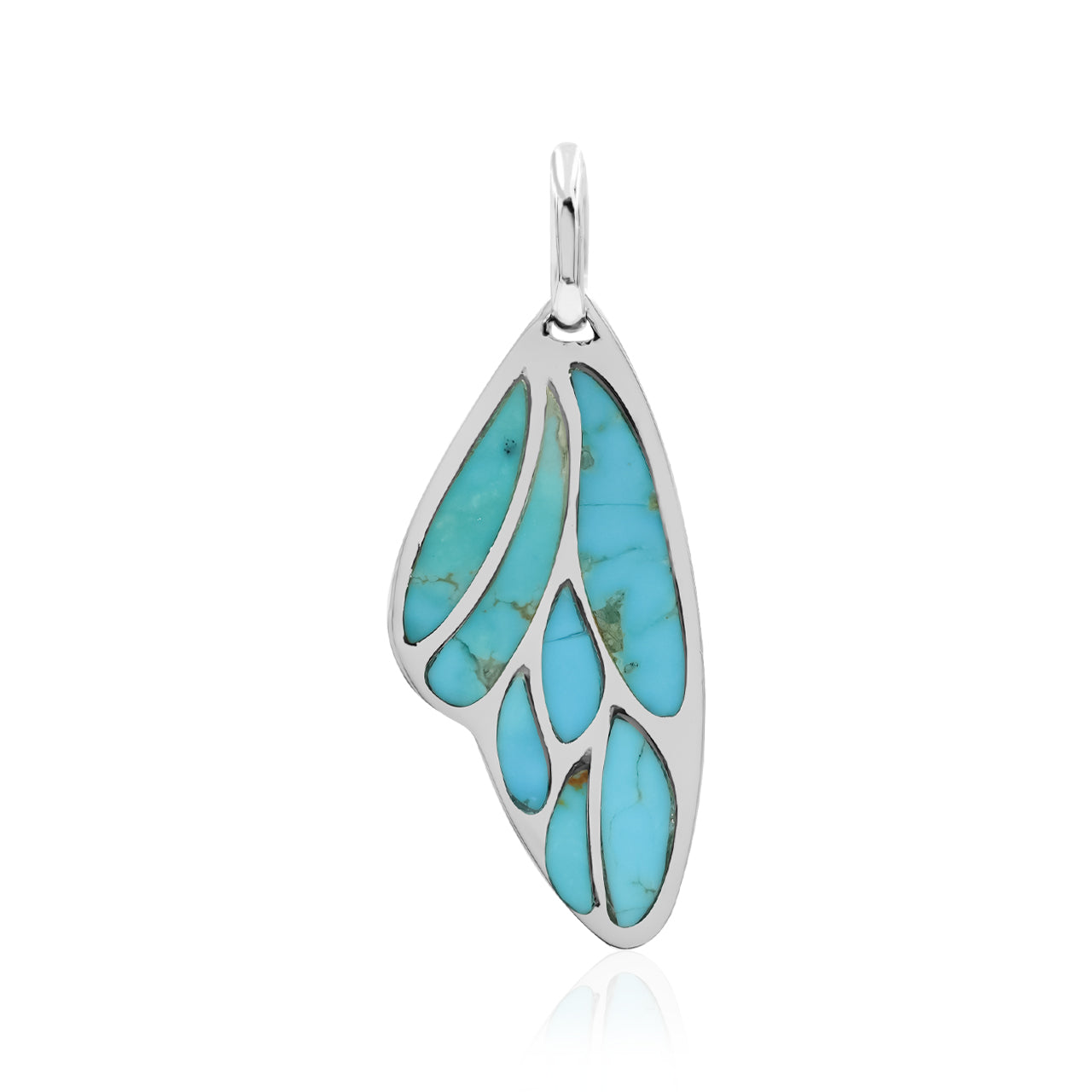 Starborn Sleeping Beauty Turquoise Inlay Butterfly Wing Pendant in Sterling Silver