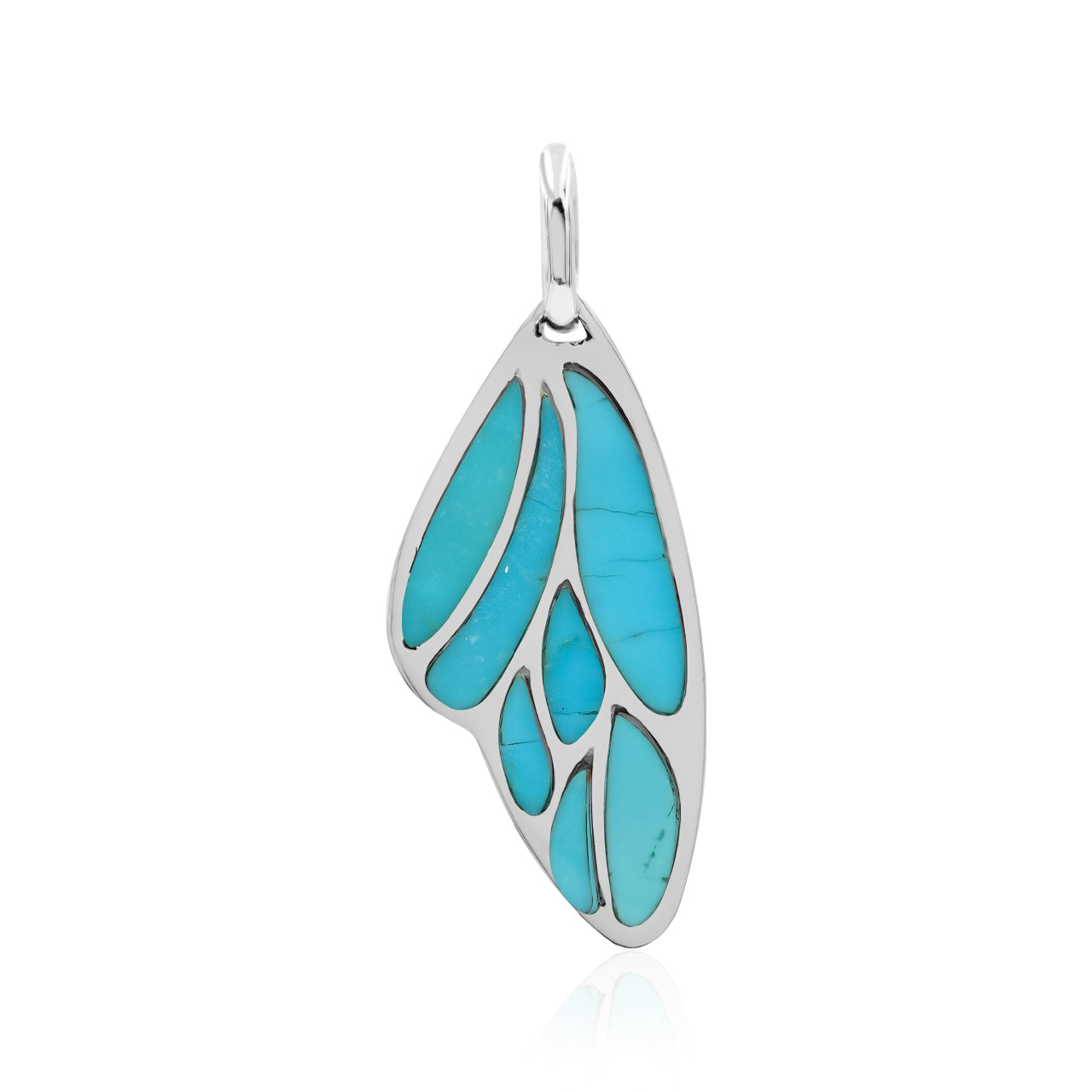 Starborn Sleeping Beauty Turquoise Inlay Butterfly Wing Pendant in Sterling Silver