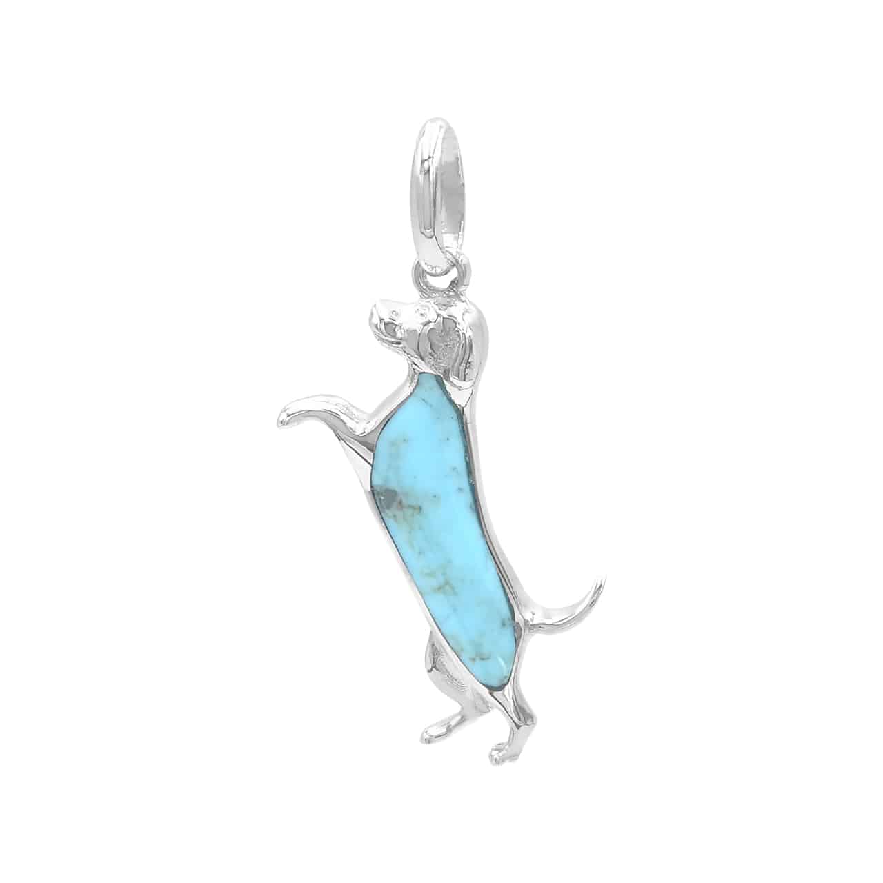 Starborn Dog Silhouette Turquoise Pendant in Sterling Silver