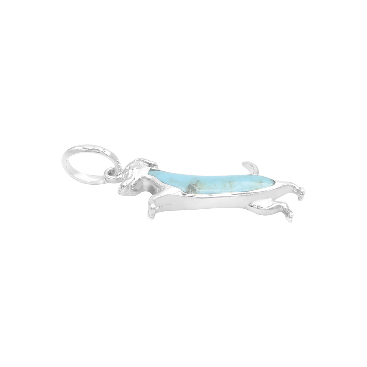 Starborn Dog Silhouette Turquoise Pendant in Sterling Silver