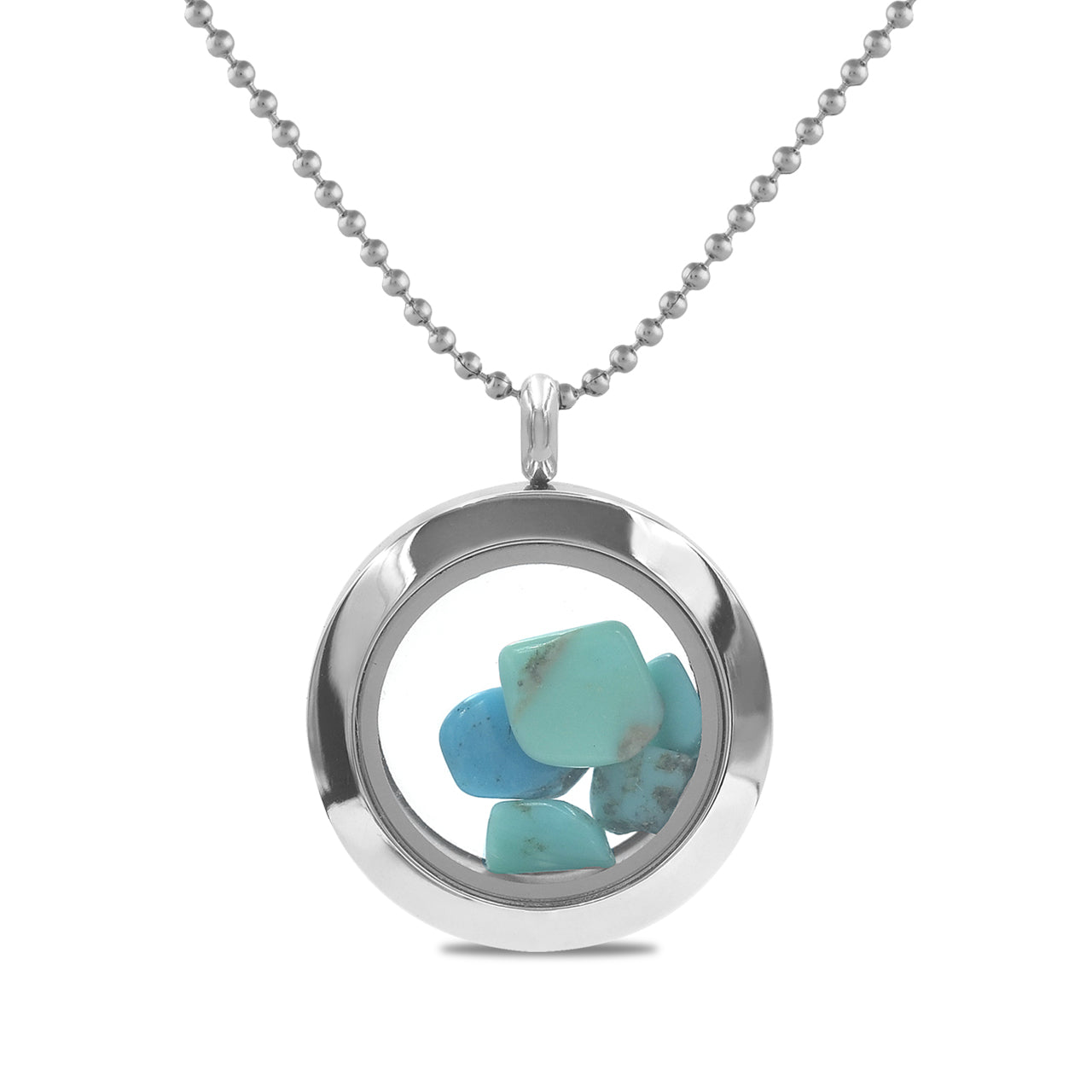 Starborn Gemstone Window Pendant Necklace in Stainless Steel