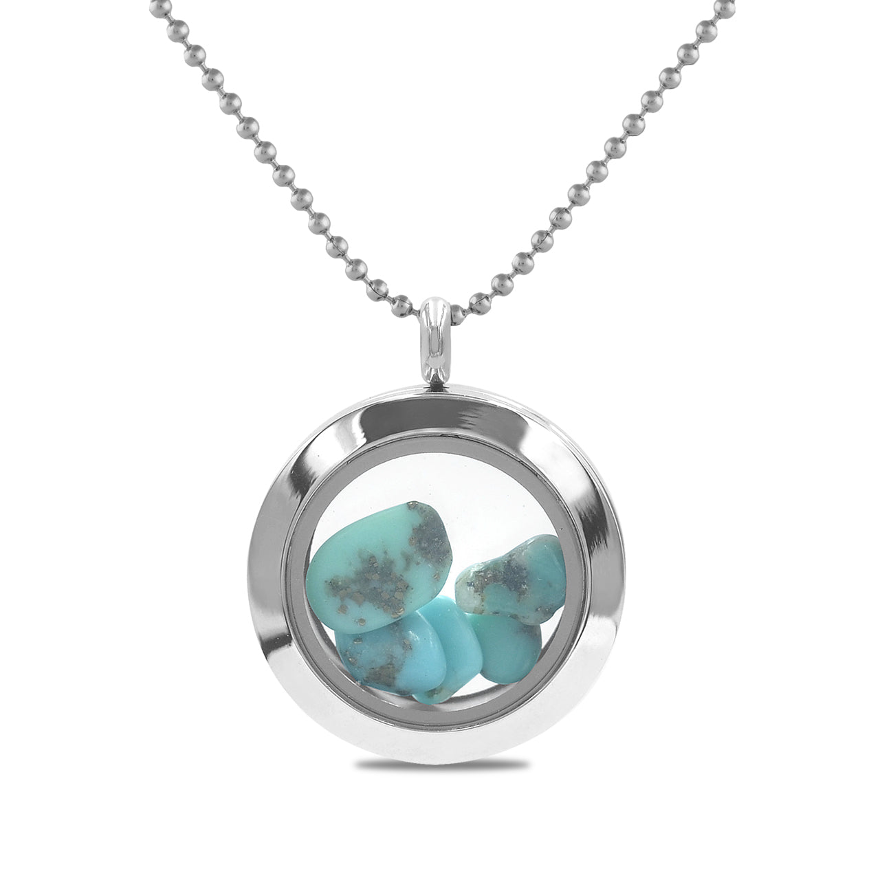 Starborn Gemstone Window Pendant Necklace in Stainless Steel