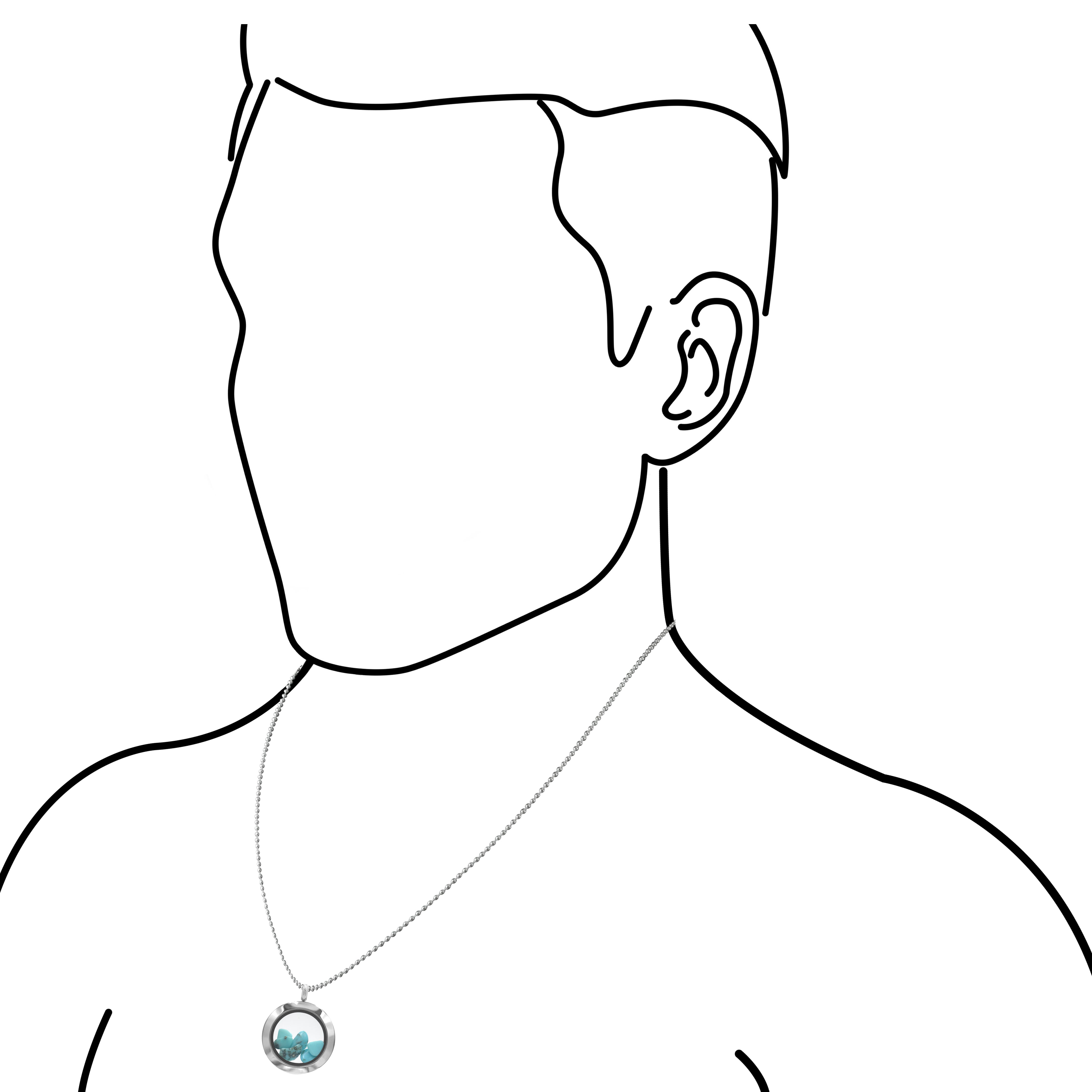 Starborn Gemstone Window Pendant Necklace in Stainless Steel