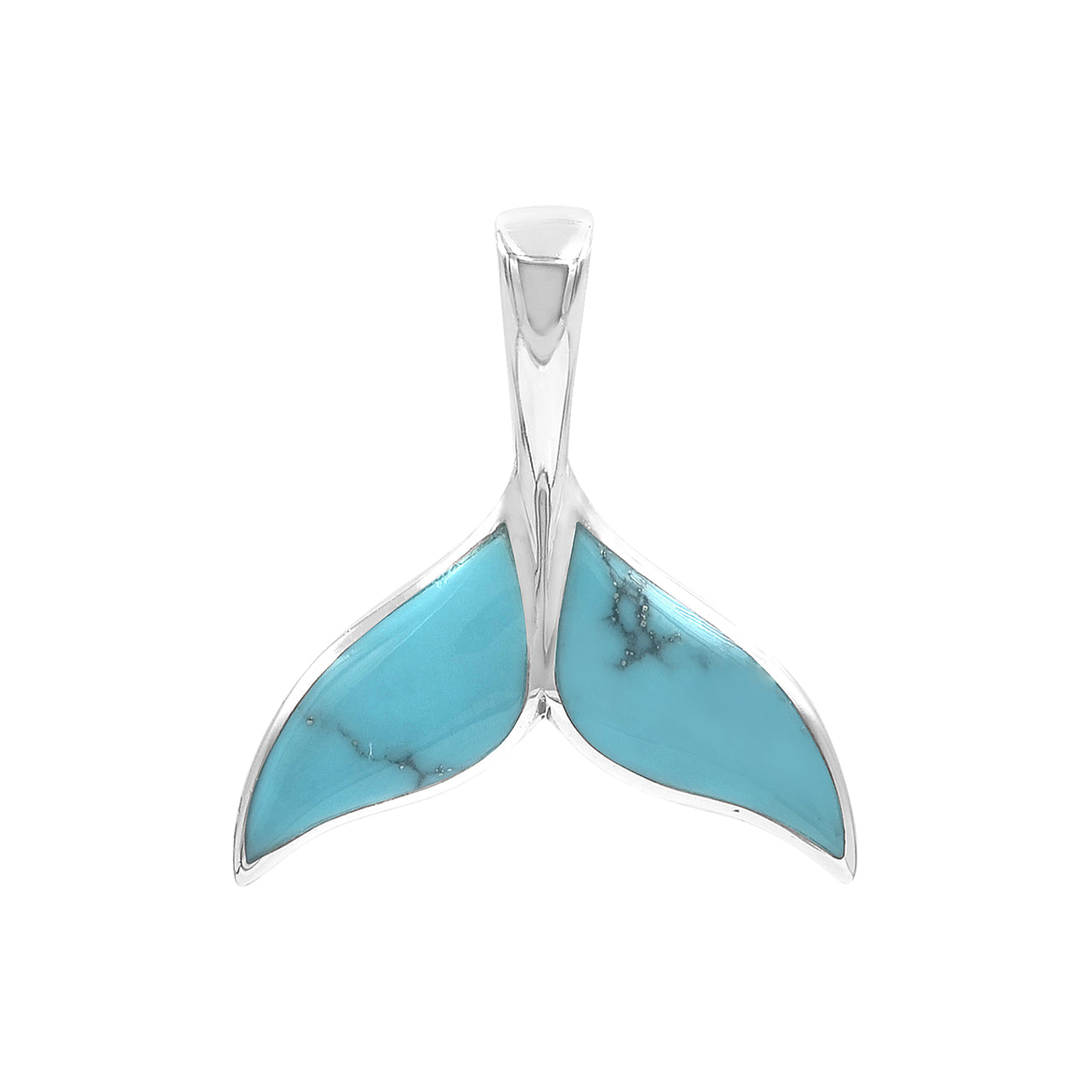 Starborn Sleeping Beauty Turquoise Whale Tail Pendant in Sterling Silver
