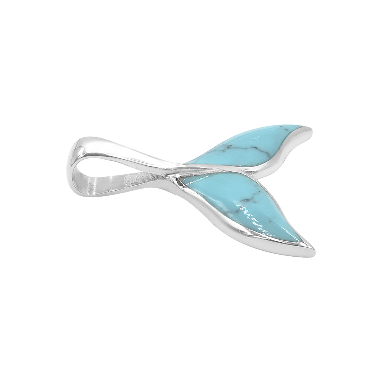 Starborn Sleeping Beauty Turquoise Whale Tail Pendant in Sterling Silver