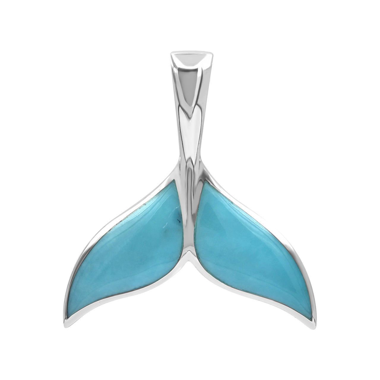 Starborn Sleeping Beauty Turquoise Whale Tail Pendant in Sterling Silver