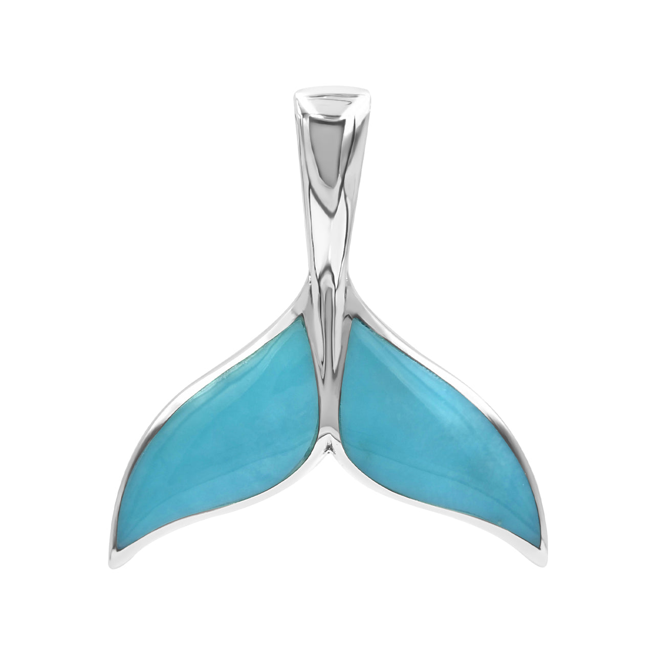 Starborn Sleeping Beauty Turquoise Whale Tail Pendant in Sterling Silver