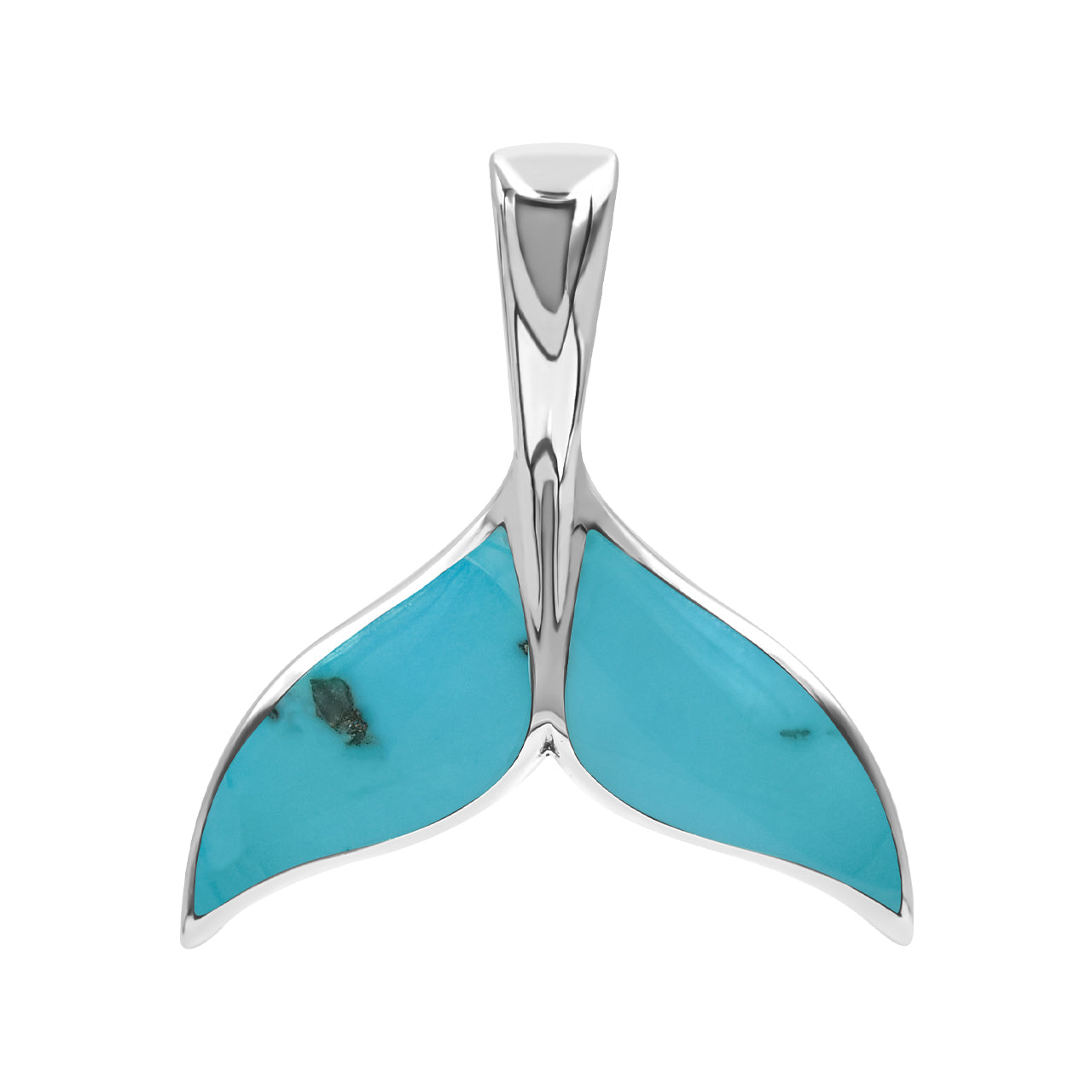 Starborn Sleeping Beauty Turquoise Whale Tail Pendant in Sterling Silver