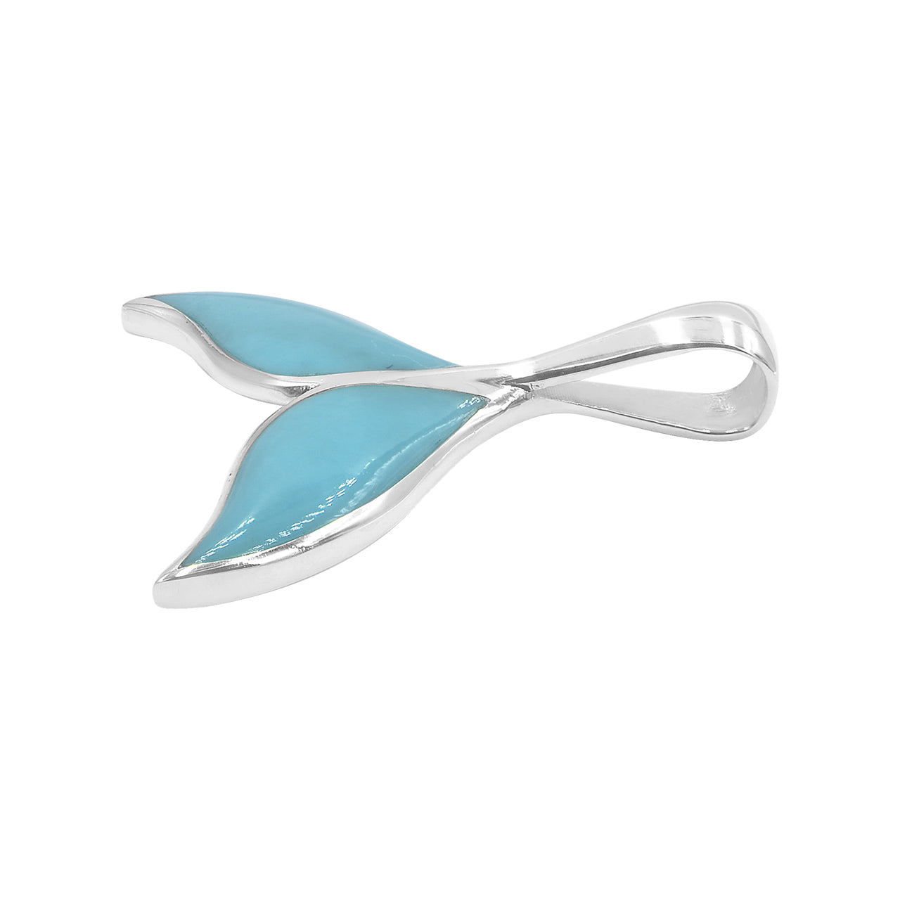 Starborn Sleeping Beauty Turquoise Whale Tail Pendant in Sterling Silver