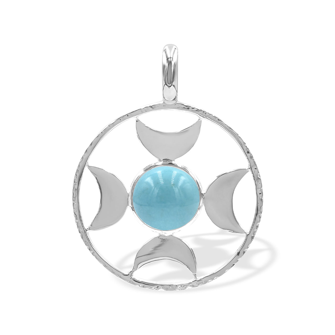 Starborn Sphere Turquoise Directional Crescent Moon Pendant in Sterling Silver