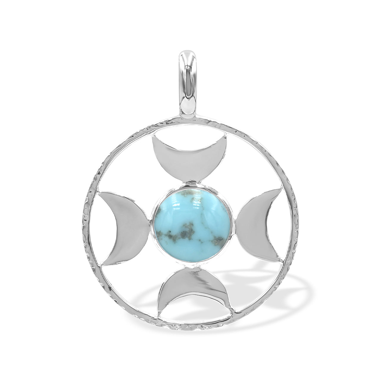 Starborn Gemstones Sphere Directional Crescent Moon Pendant in Sterling Silver