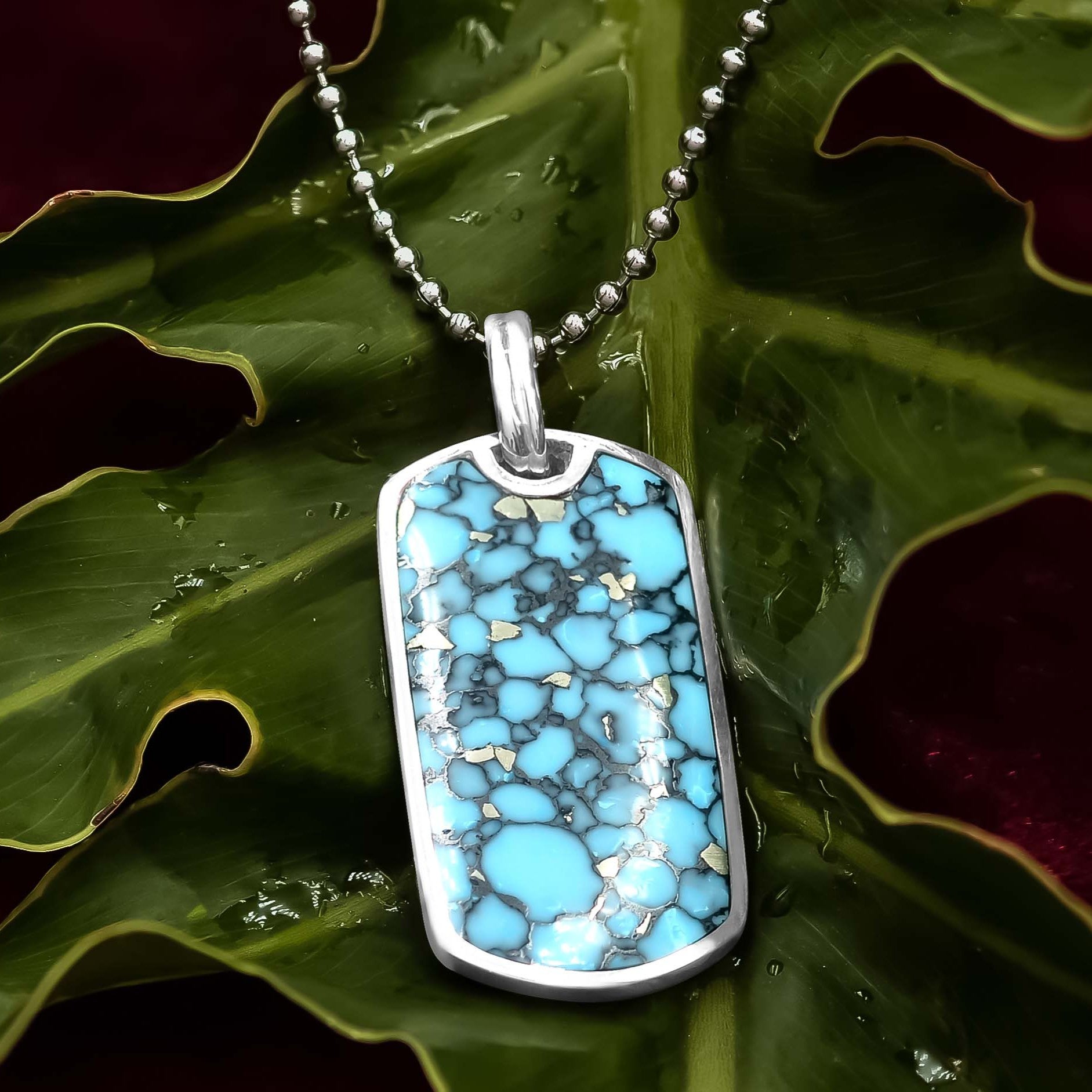 Starborn Turquoise Dog-Tag Style Pendant in Sterling Silver