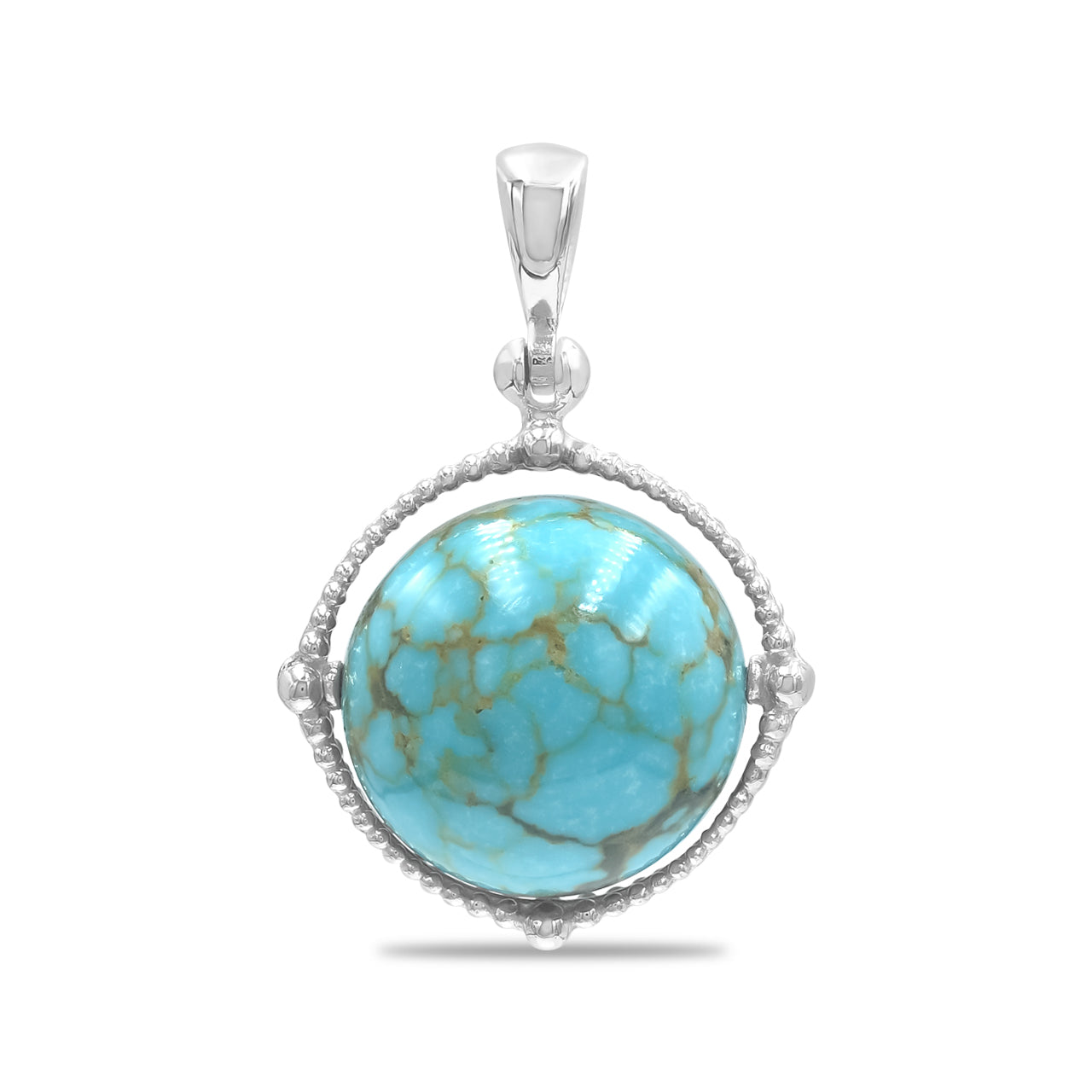 Starborn Turquoise Spinning Tactile Sphere Pendant in Sterling Silver
