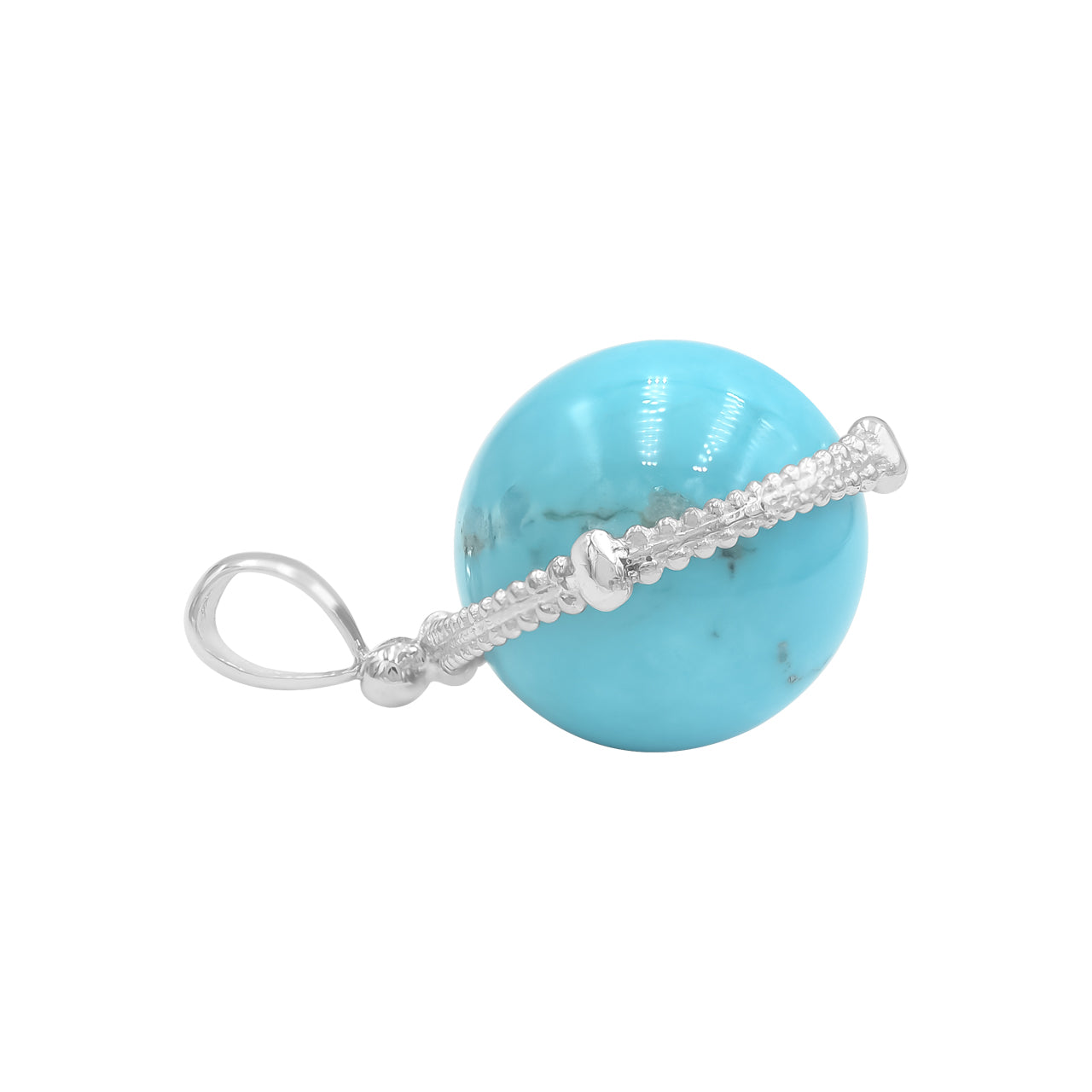 Starborn Turquoise Spinning Tactile Sphere Pendant in Sterling Silver