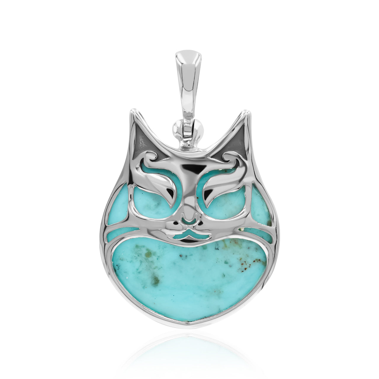 Starborn Gemstones within Cat Mask Pendant in Sterling Silver
