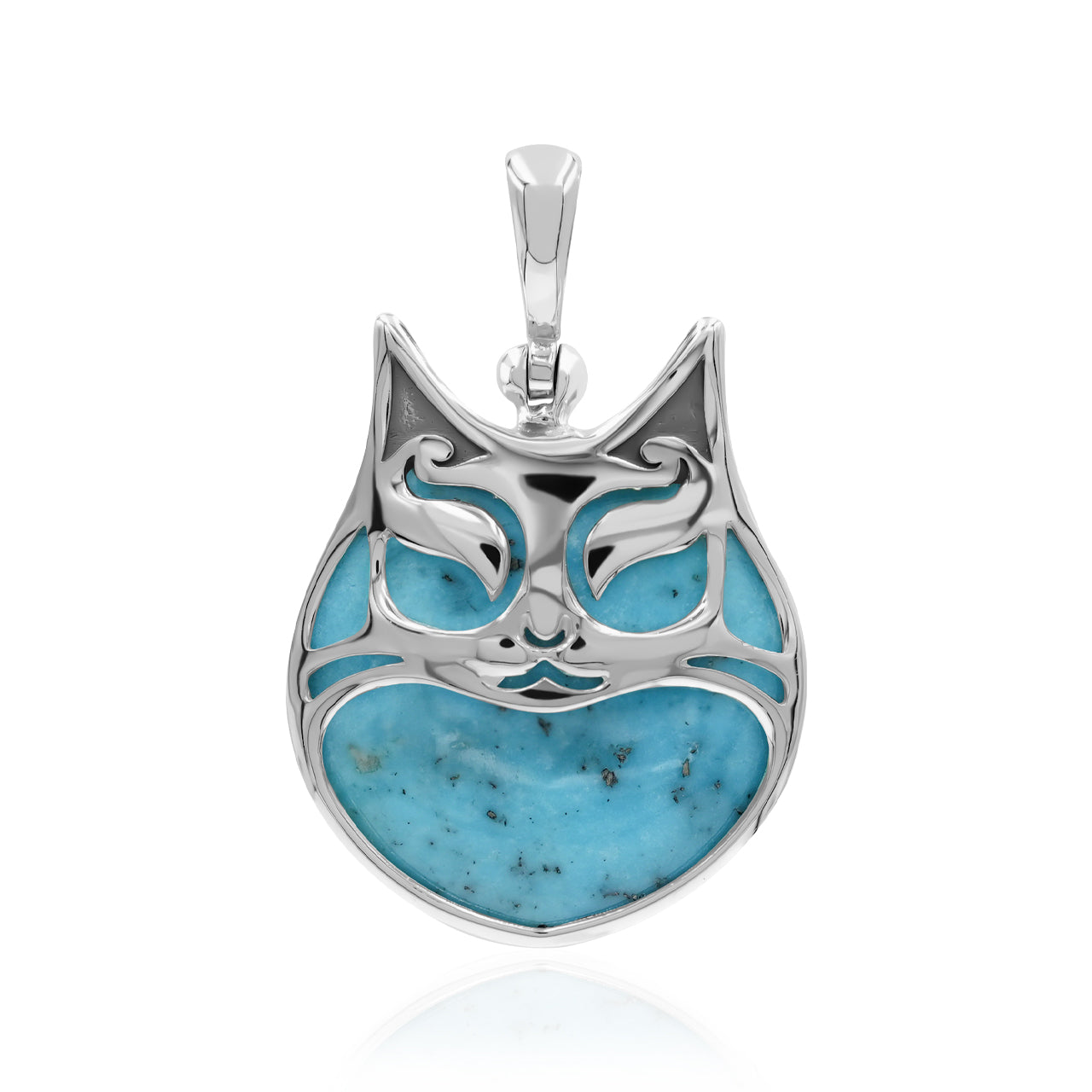 Starborn Gemstones within Cat Mask Pendant in Sterling Silver