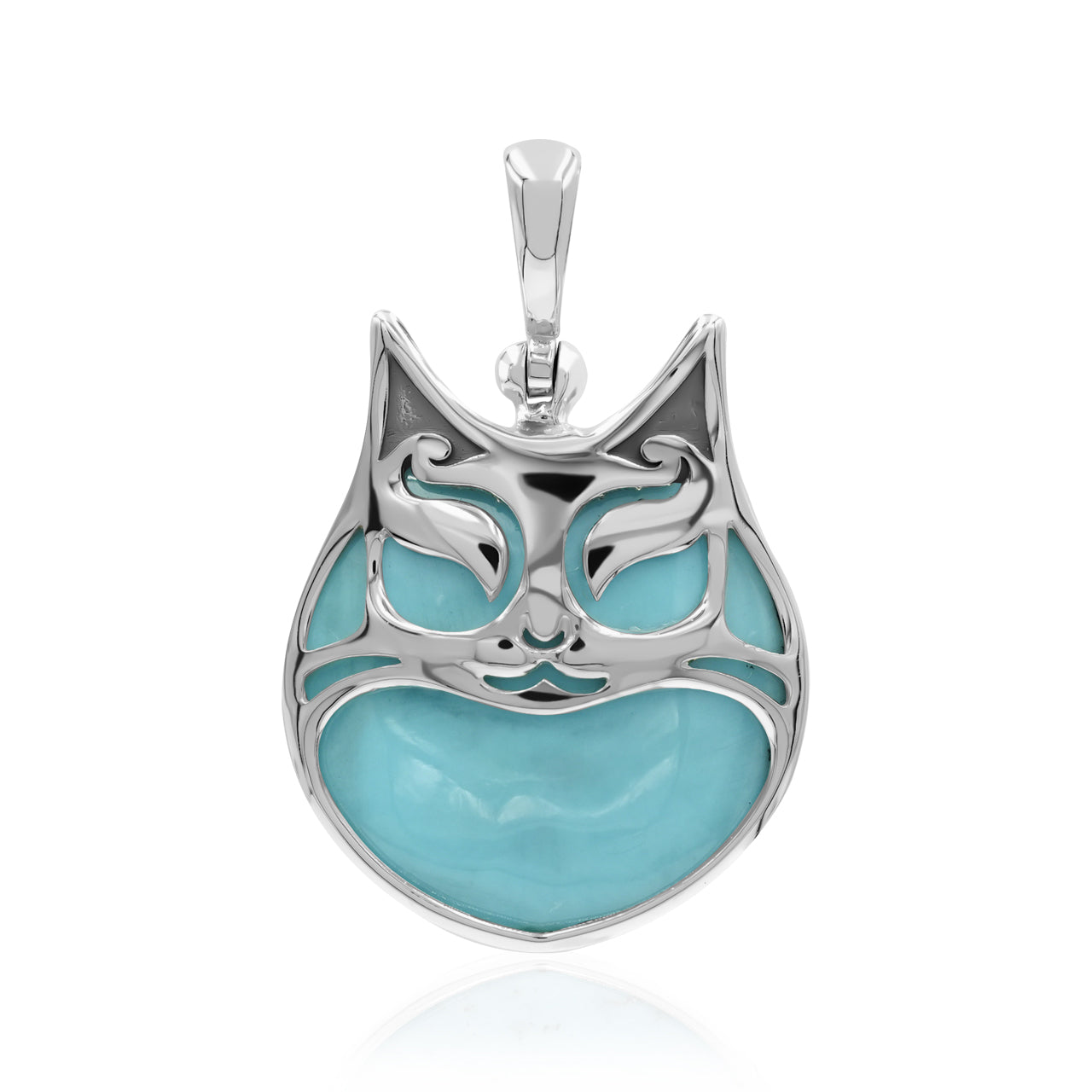 Starborn Gemstones within Cat Mask Pendant in Sterling Silver