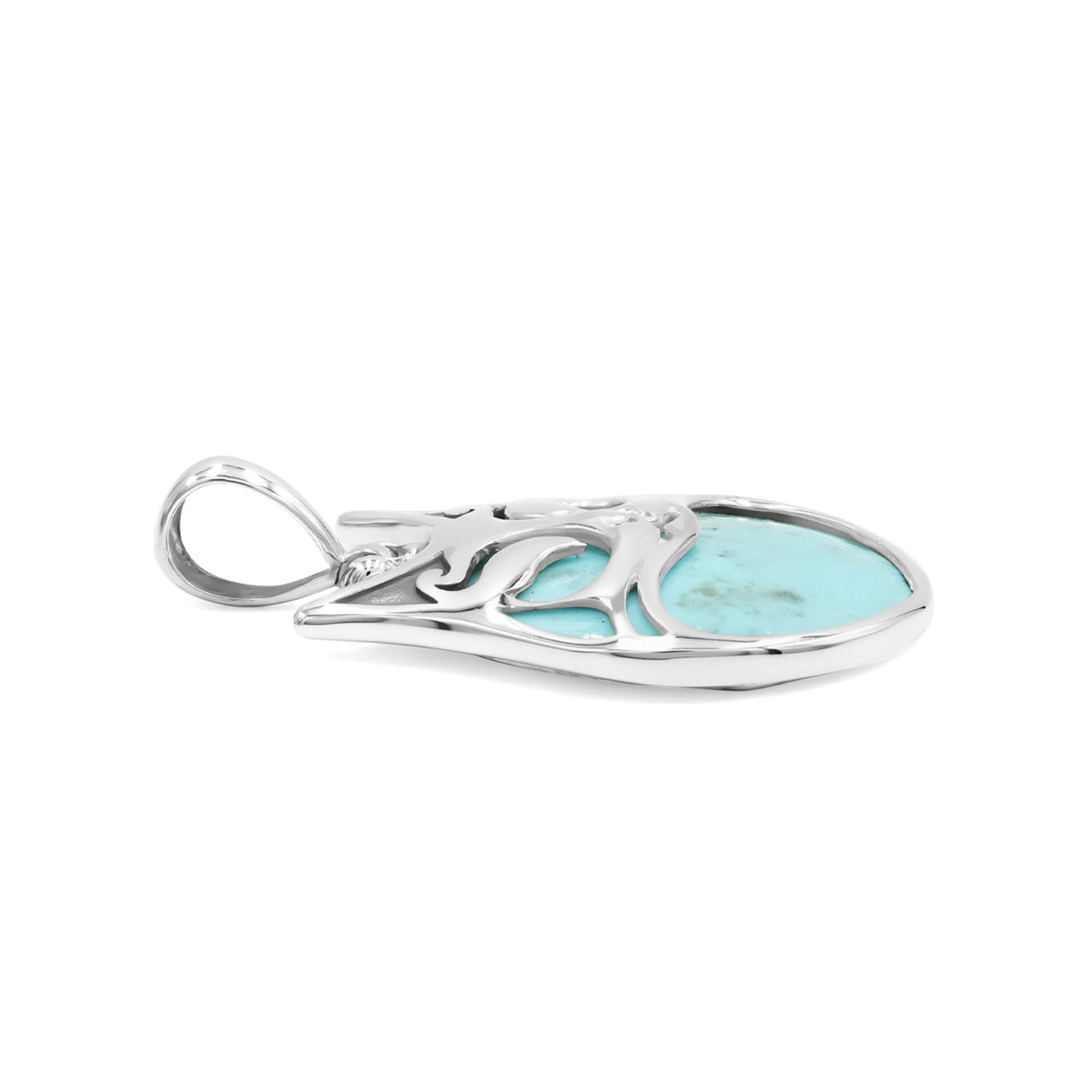 Starborn Turquoise within Cat Mask Pendant in Sterling Silver