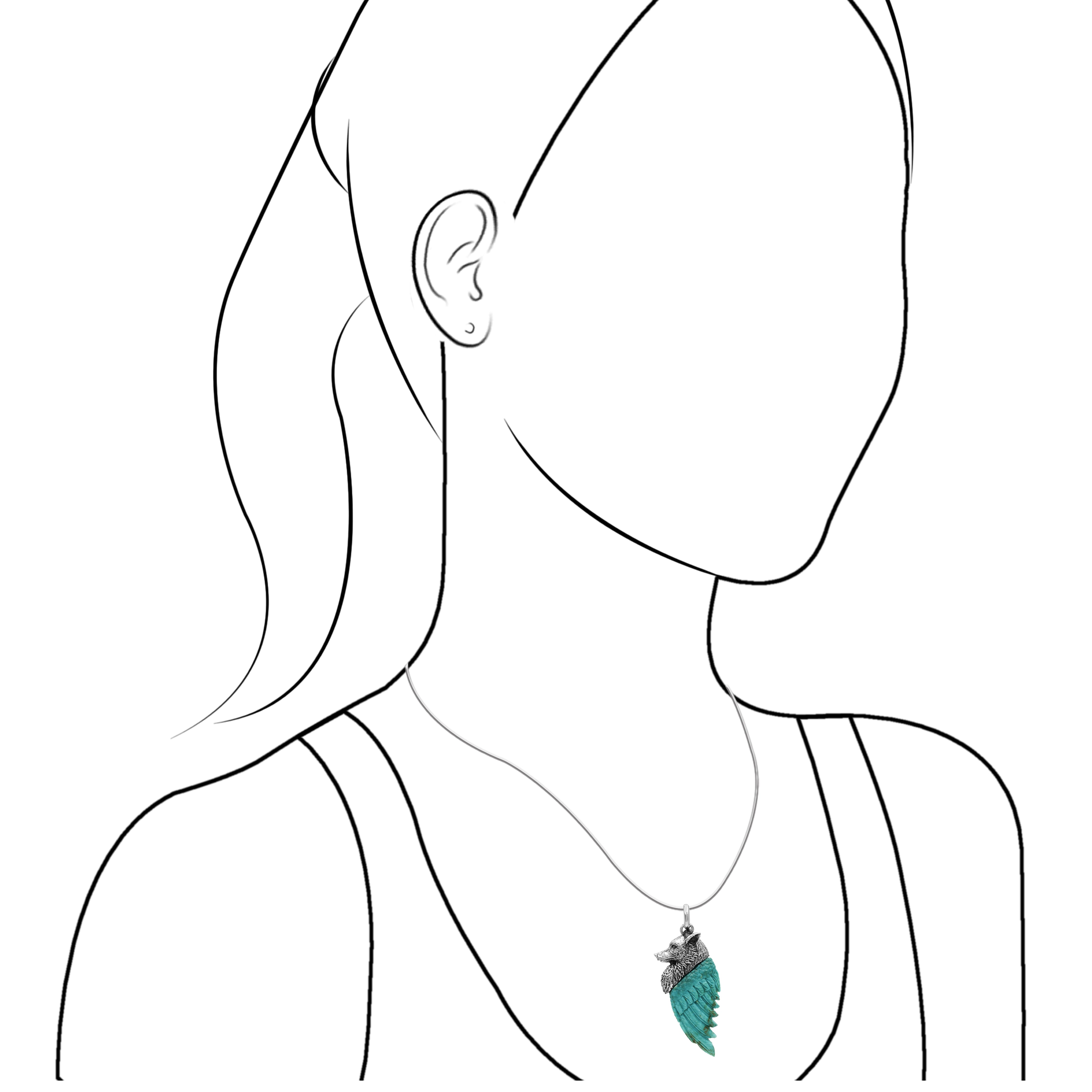 Colgante estilo lobo alado con piedras preciosas talladas de Starborn en plata de ley