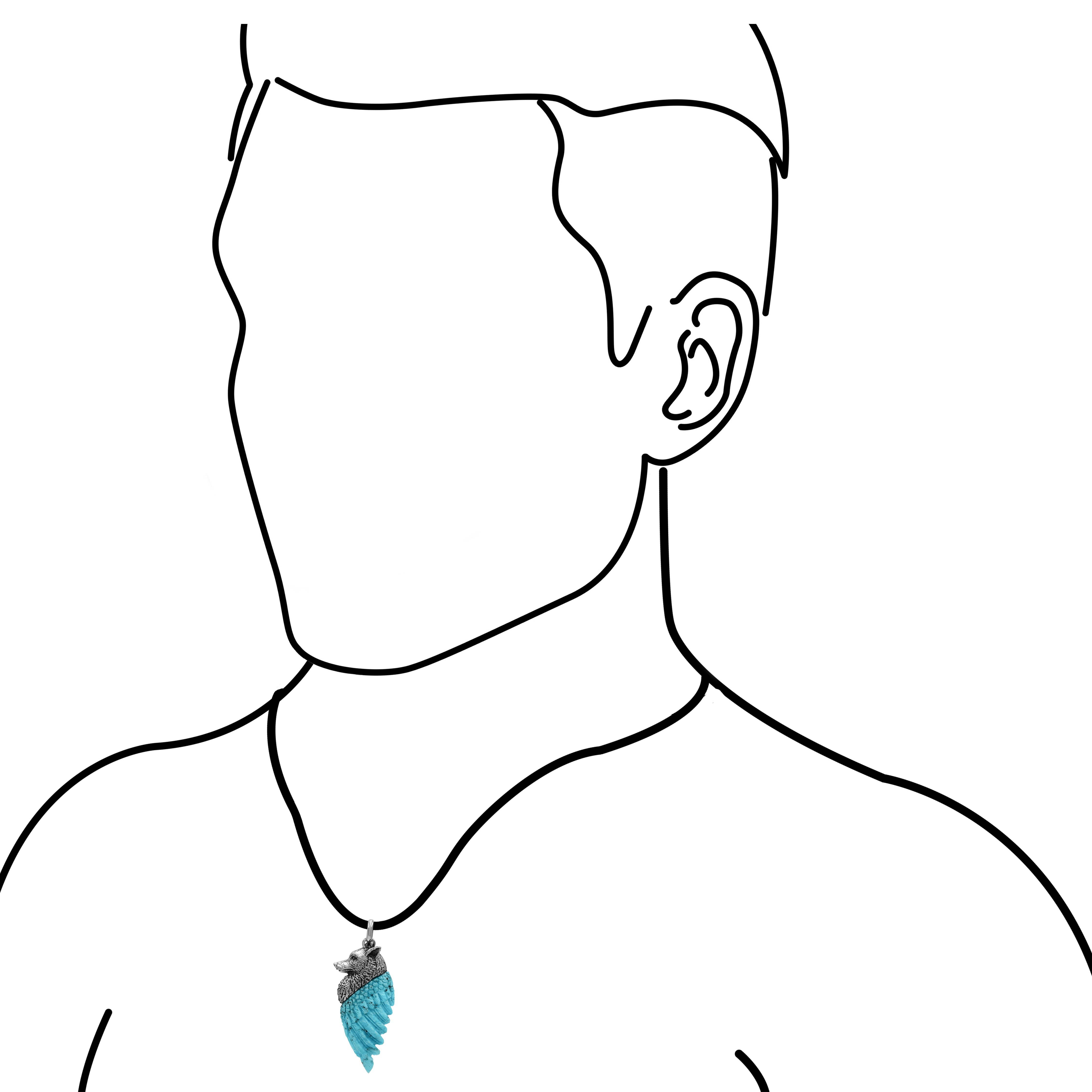 Colgante estilo lobo alado con piedras preciosas talladas de Starborn en plata de ley