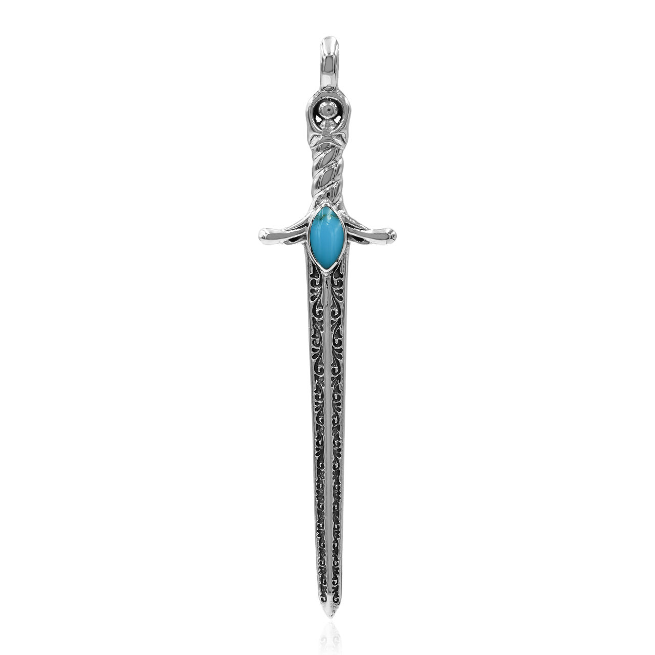 Starborn Sleeping Beauty Turquoise Sword Pendant in Sterling Silver