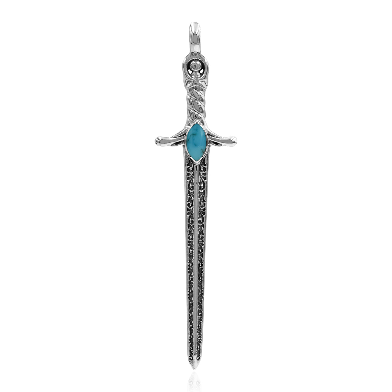 Starborn Sleeping Beauty Turquoise Sword Pendant in Sterling Silver