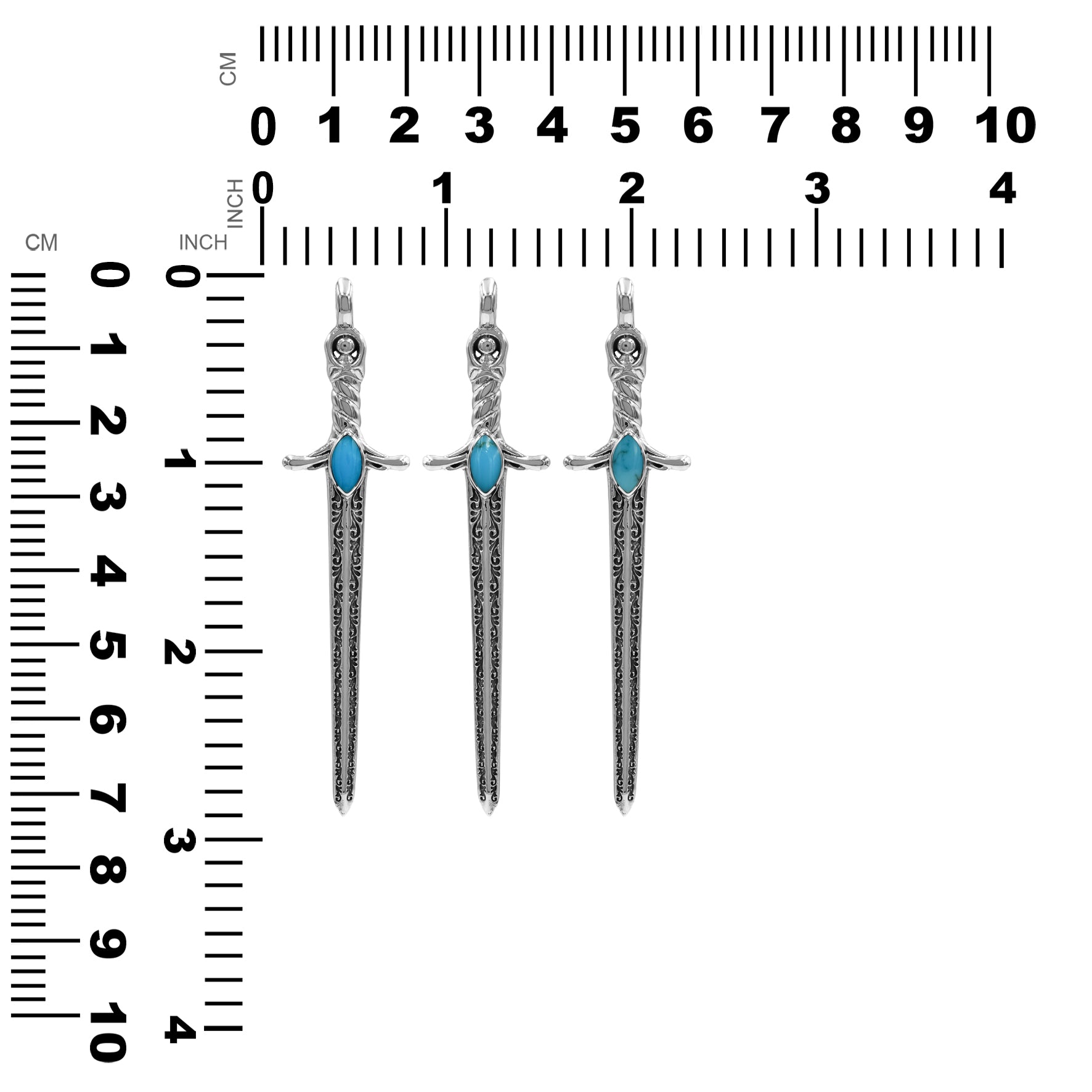 Starborn Sleeping Beauty Turquoise Sword Pendant in Sterling Silver