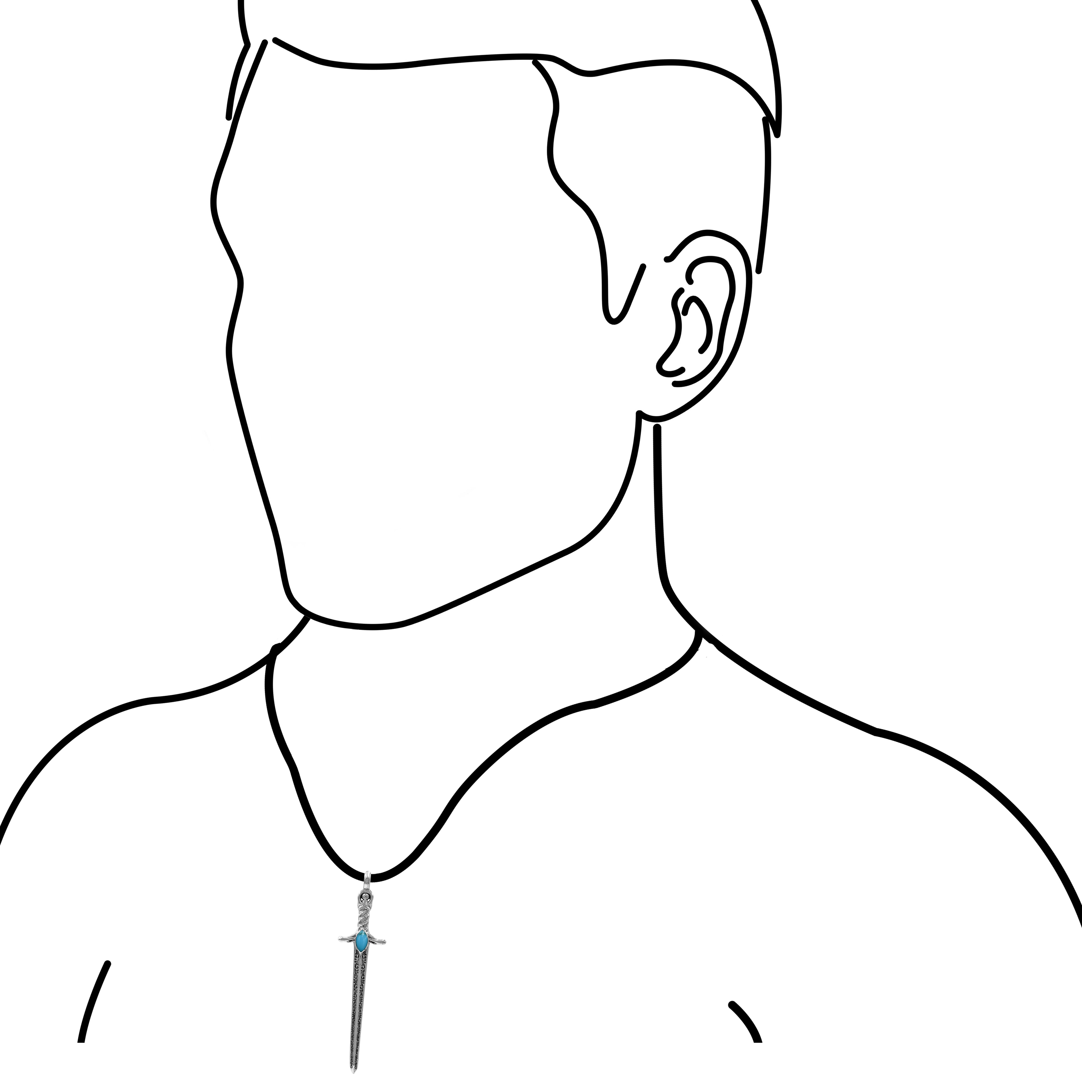 Starborn Sleeping Beauty Turquoise Sword Pendant in Sterling Silver