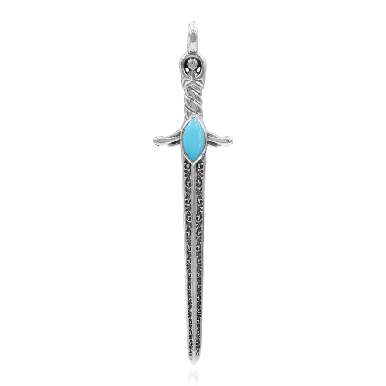 Starborn Sleeping Beauty Turquoise Sword Pendant in Sterling Silver