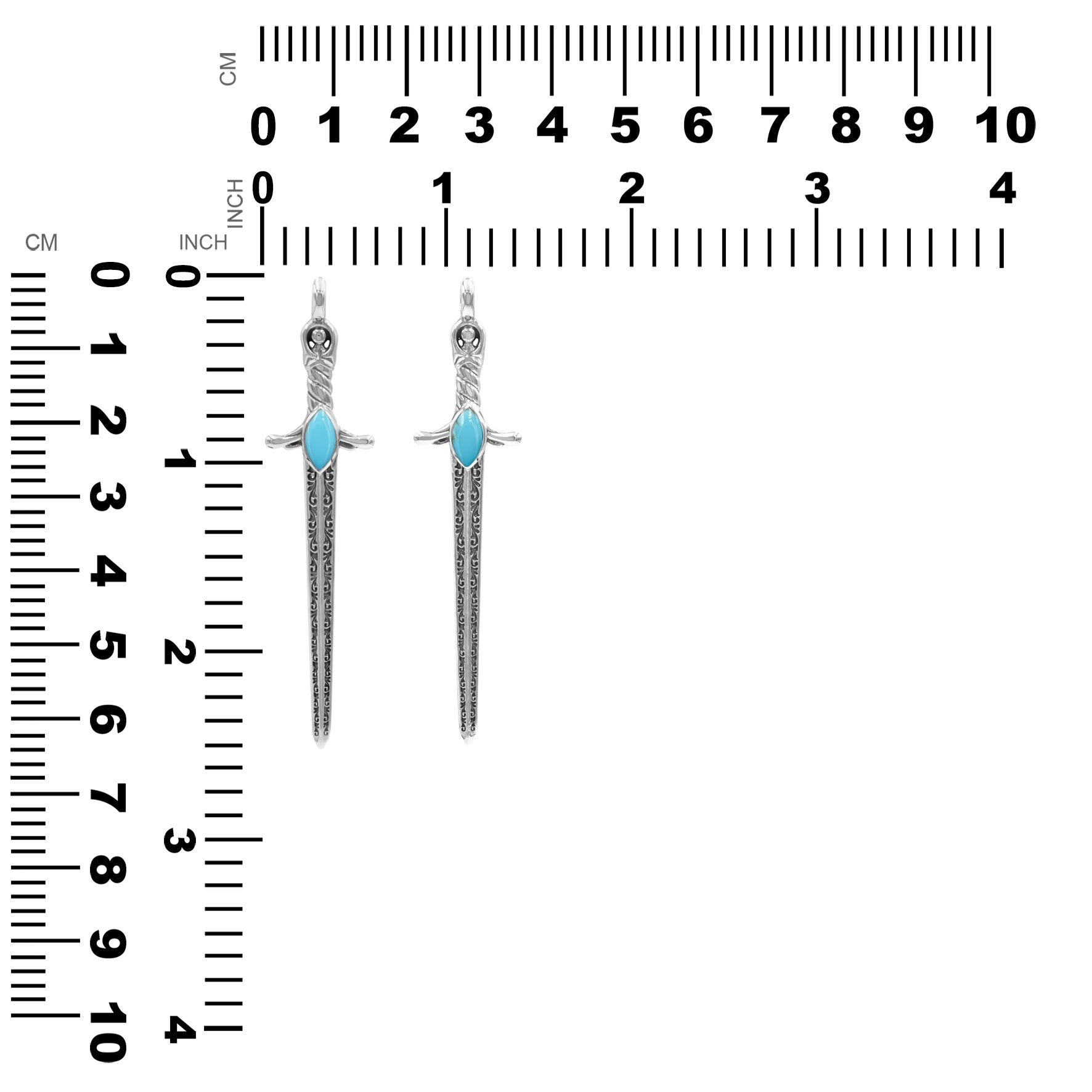 Starborn Sleeping Beauty Turquoise Sword Pendant in Sterling Silver