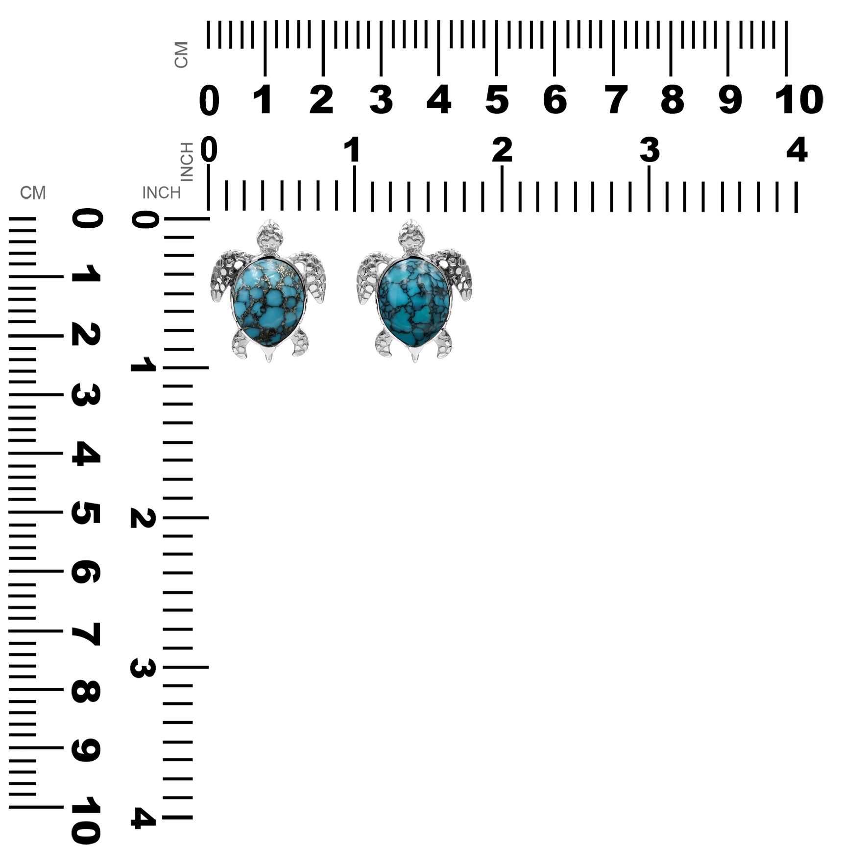 Starborn Stabilized Pressed Block Turquoise Sea Turtle Pendant in Sterling Silver