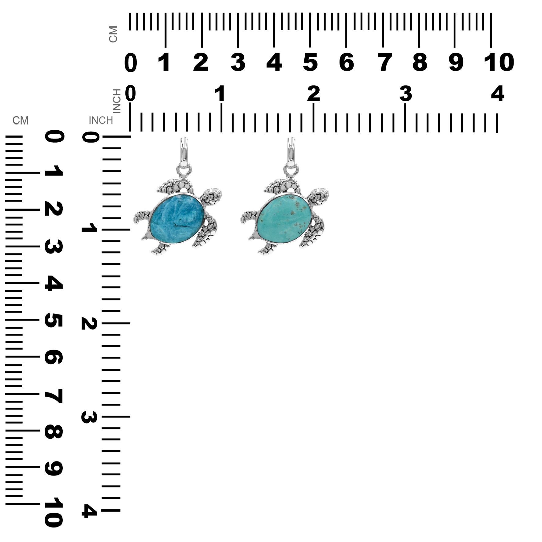 Starborn Turquoise Swimming Sea Turtle Pendant in Sterling Silver