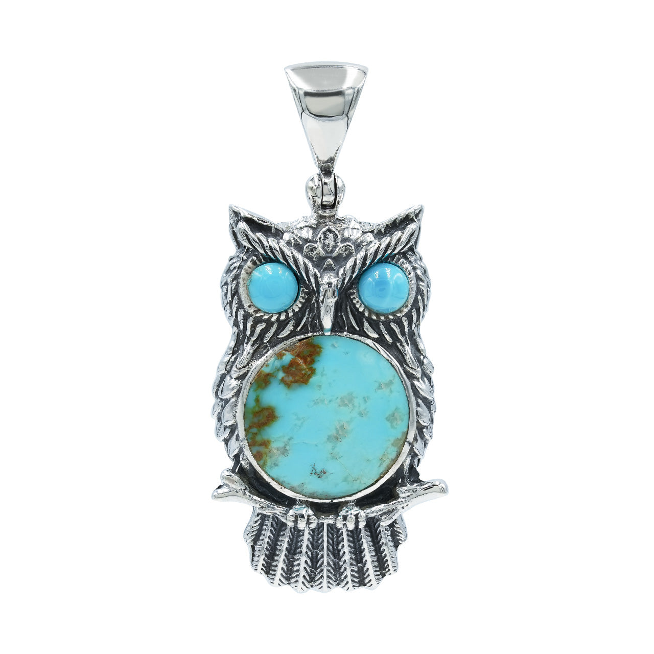 Starborn Turquoise Owl Pendant in Sterling Silver