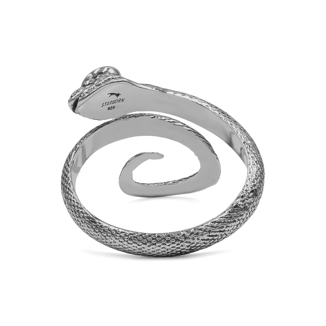 Starborn Coiled Snake Ring with Polished Turquoise in Sterling Silver
