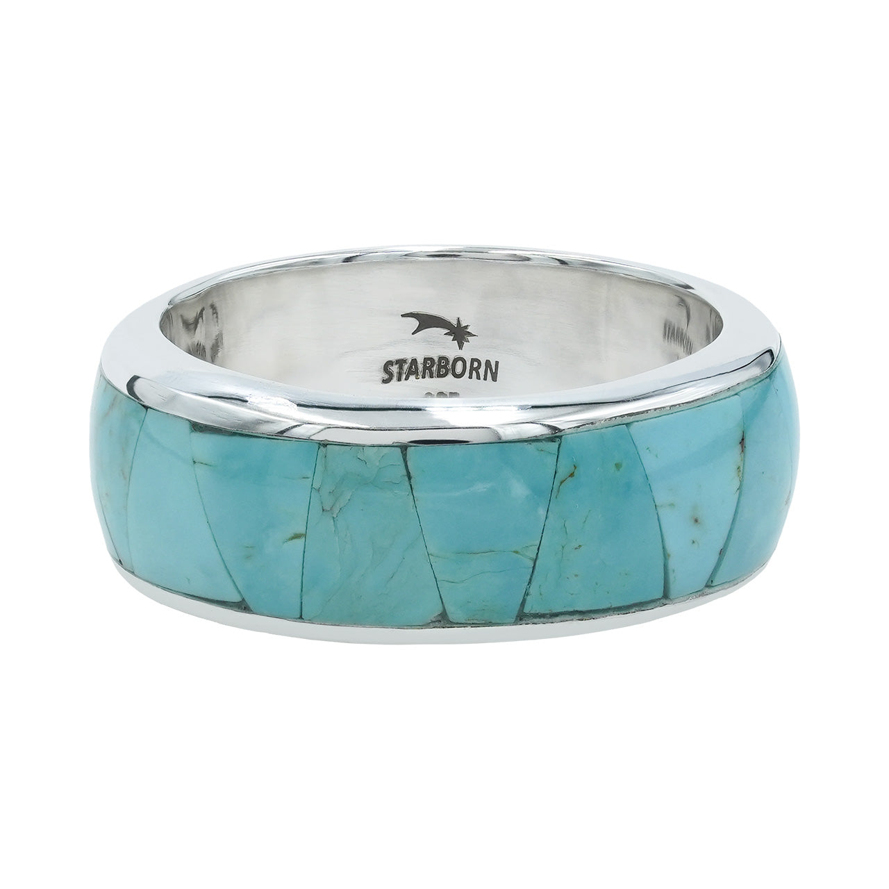 Starborn Turquoise Inlay Channel Style Ring in Fine Sterling Silver