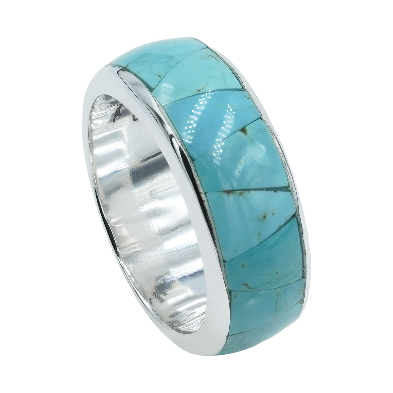 Starborn Turquoise Inlay Channel Style Ring in Fine Sterling Silver