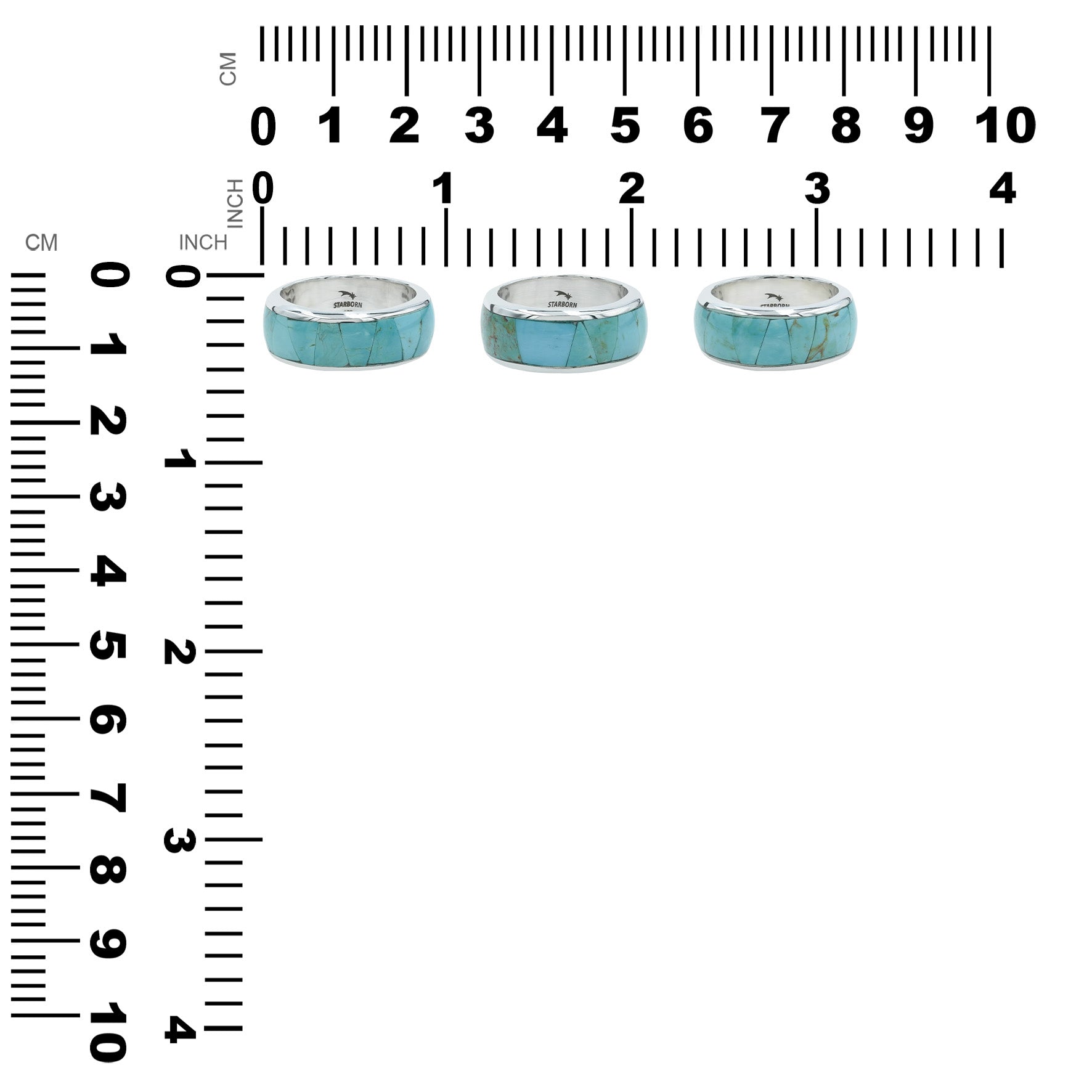 Starborn Turquoise Inlay Channel Style Ring in Fine Sterling Silver