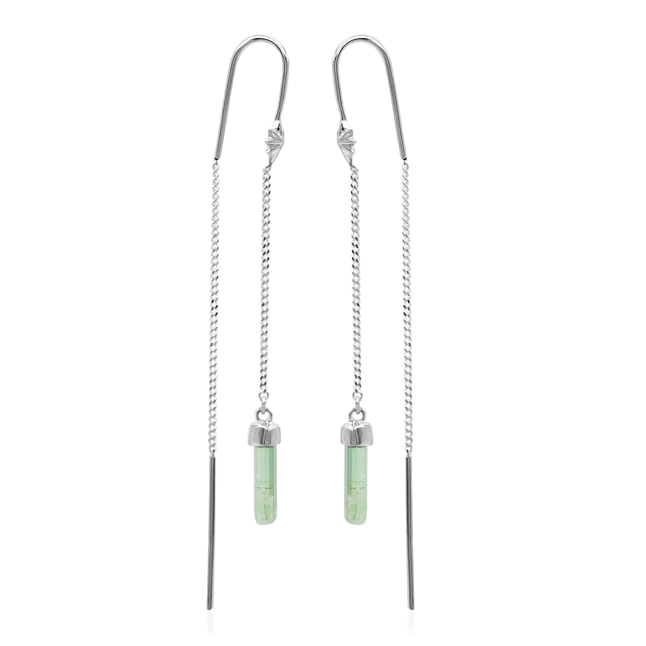 Starborn Tourmaline Crystal Threader Earring with Star Accent in Sterling Silver