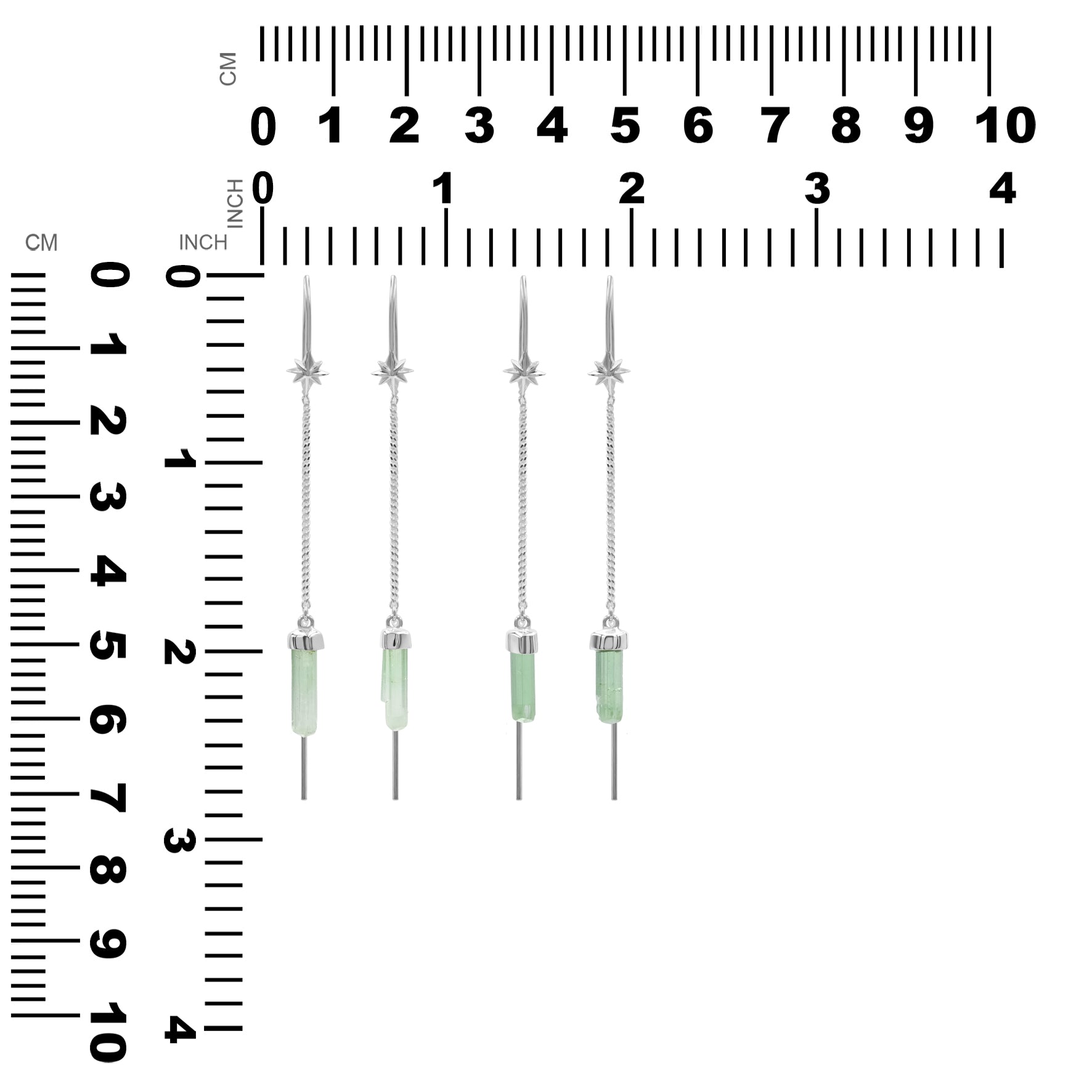 Starborn Tourmaline Crystal Threader Earring with Star Accent in Sterling Silver