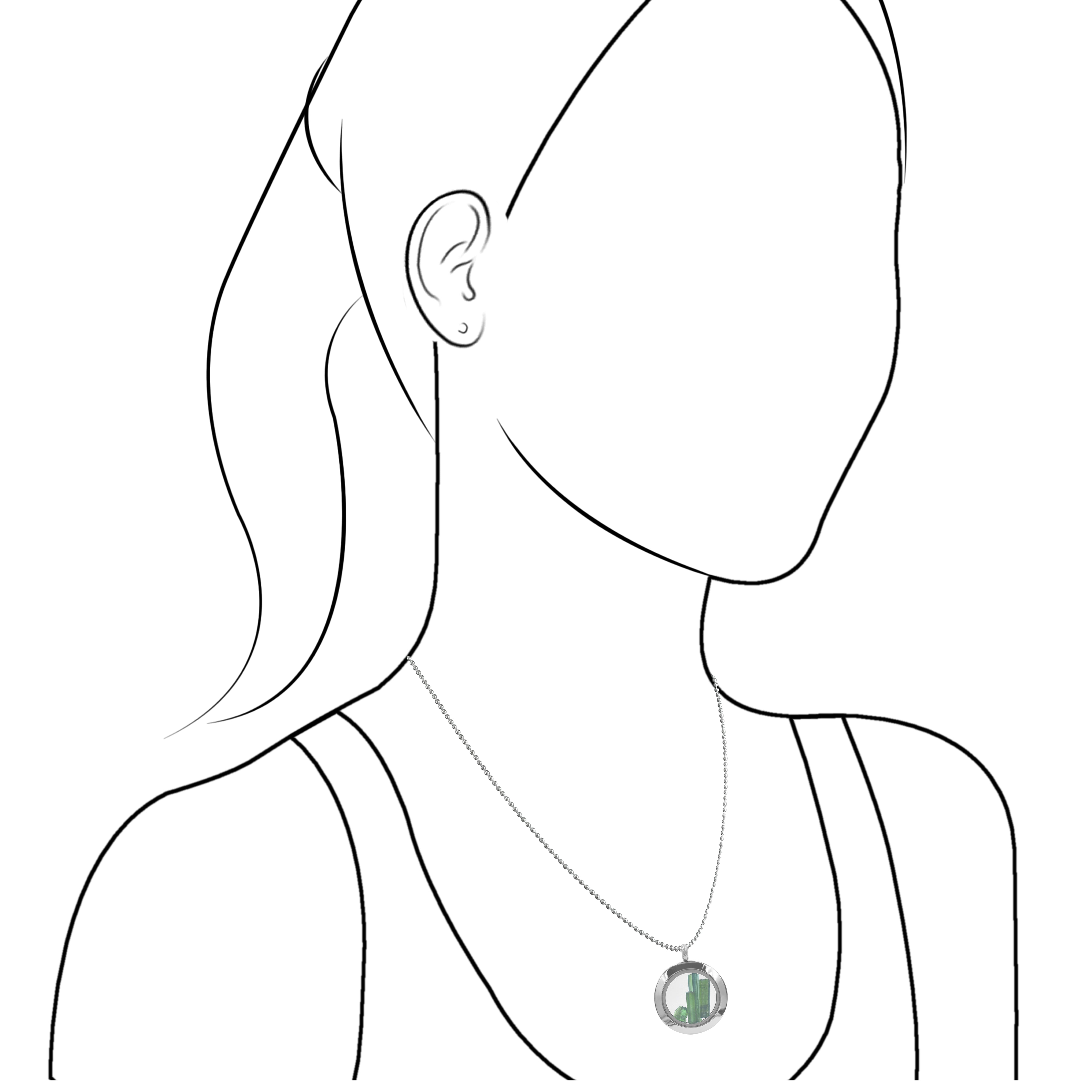 Collar con colgante de ventana con piedras preciosas Starborn en acero inoxidable