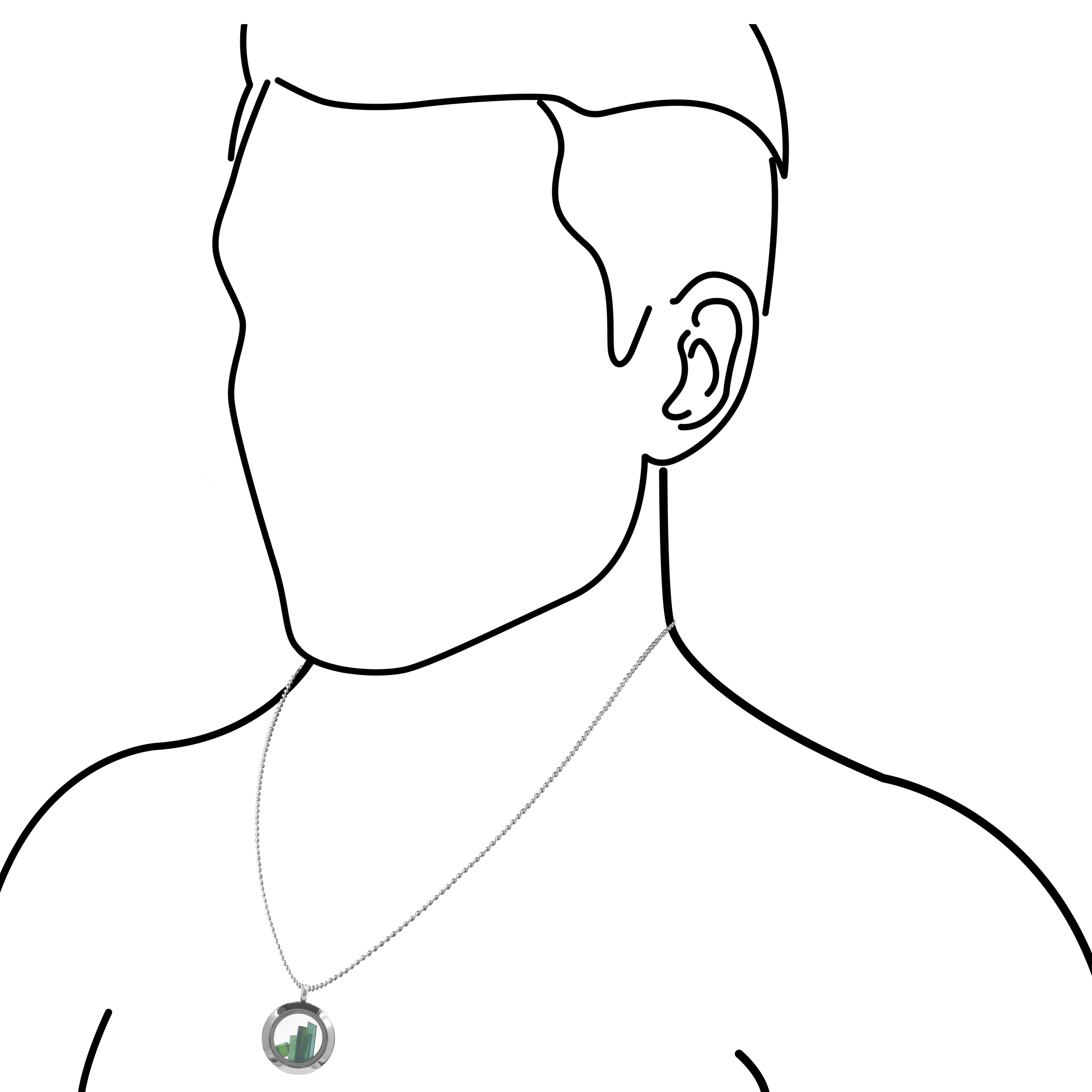 Starborn Gemstone Window Pendant Necklace in Stainless Steel