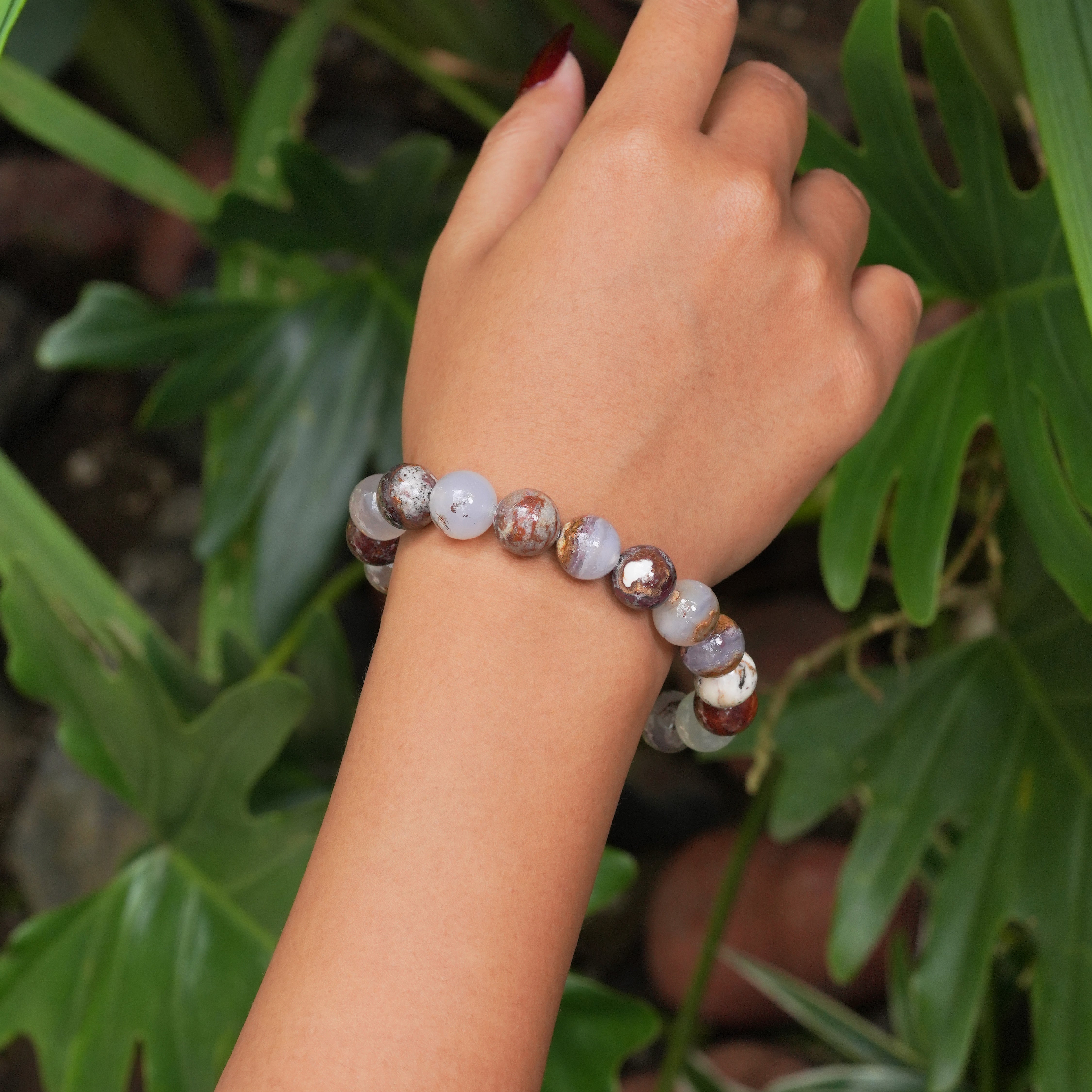 Pulsera elástica de cuentas de ágata Starborn Arizona Verde Valley