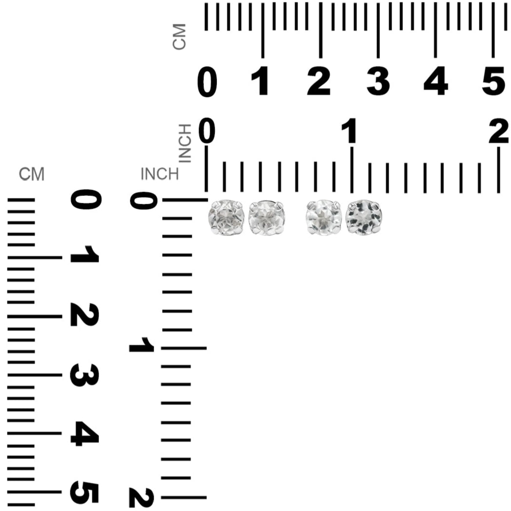 Aretes estilo poste de topacio blanco facetado redondo Starborn en plata de ley