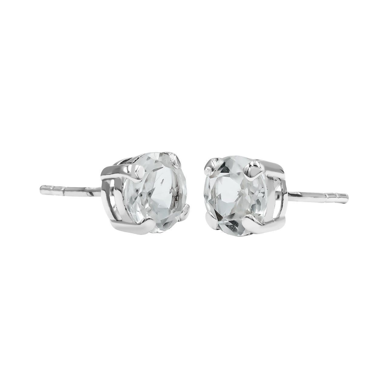 Aretes estilo poste de topacio blanco facetado redondo Starborn en plata de ley