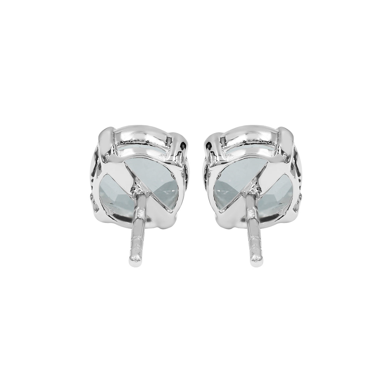 Starborn Faceted Gemstone 7mm Round Post Earrings in Sterling Silver