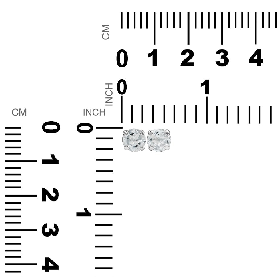 Aretes estilo poste de topacio blanco facetado redondo Starborn en plata de ley