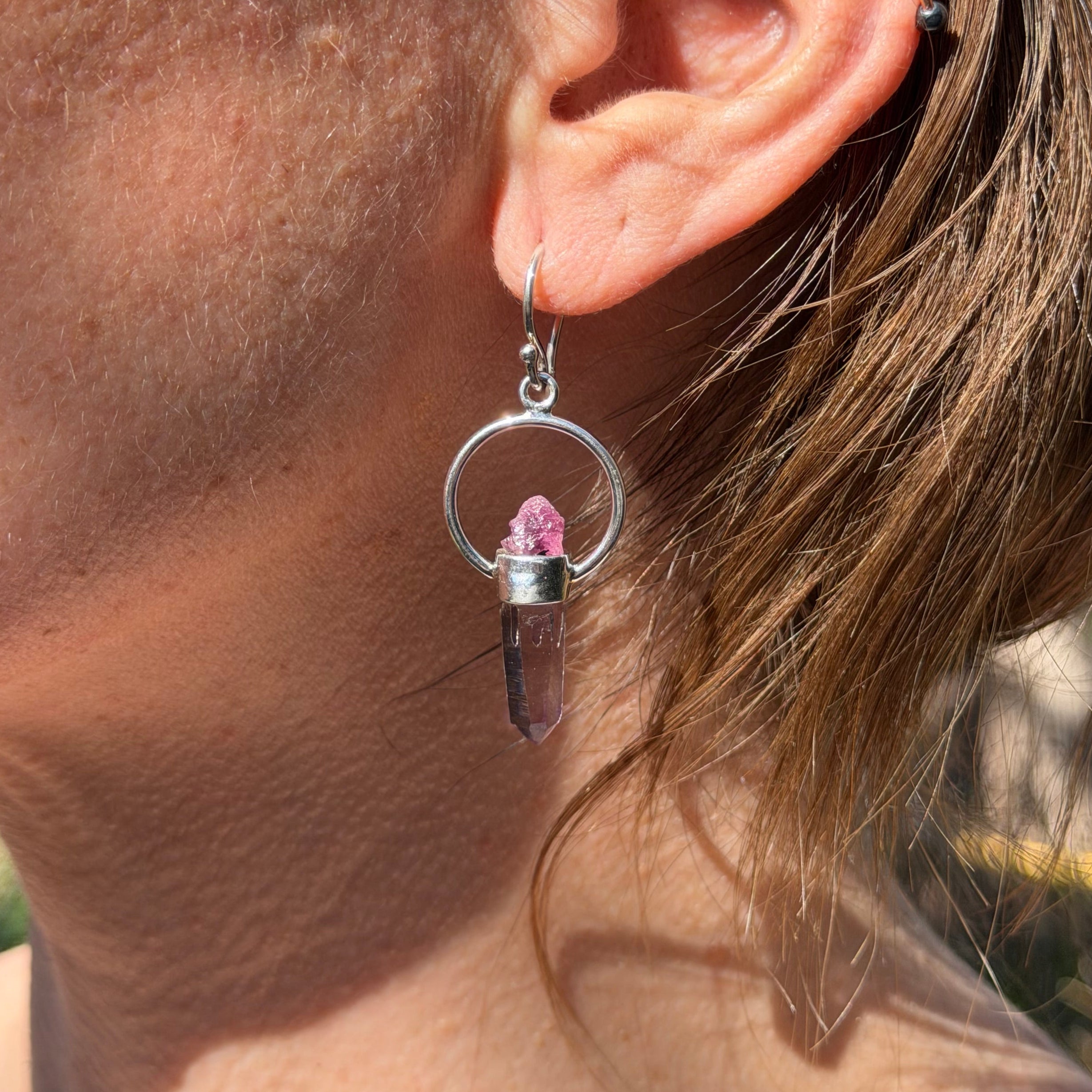 Starborn Vera Cruz Amethyst & Tourmaline Horseshoe Dangle Earrings in Sterling Silver