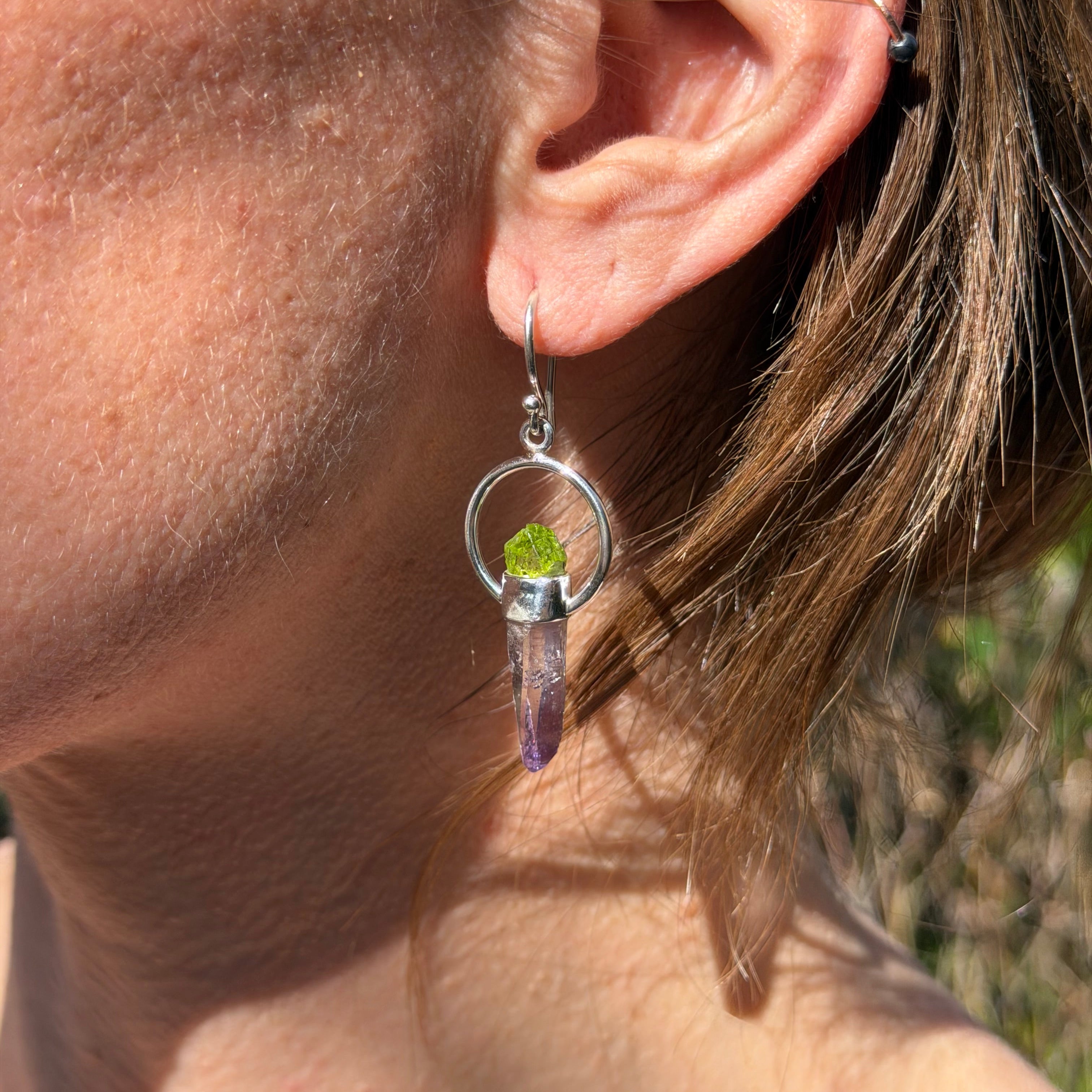 Starborn Vera Cruz Amethyst & Peridot Horseshoe Dangle Earrings in Sterling Silver