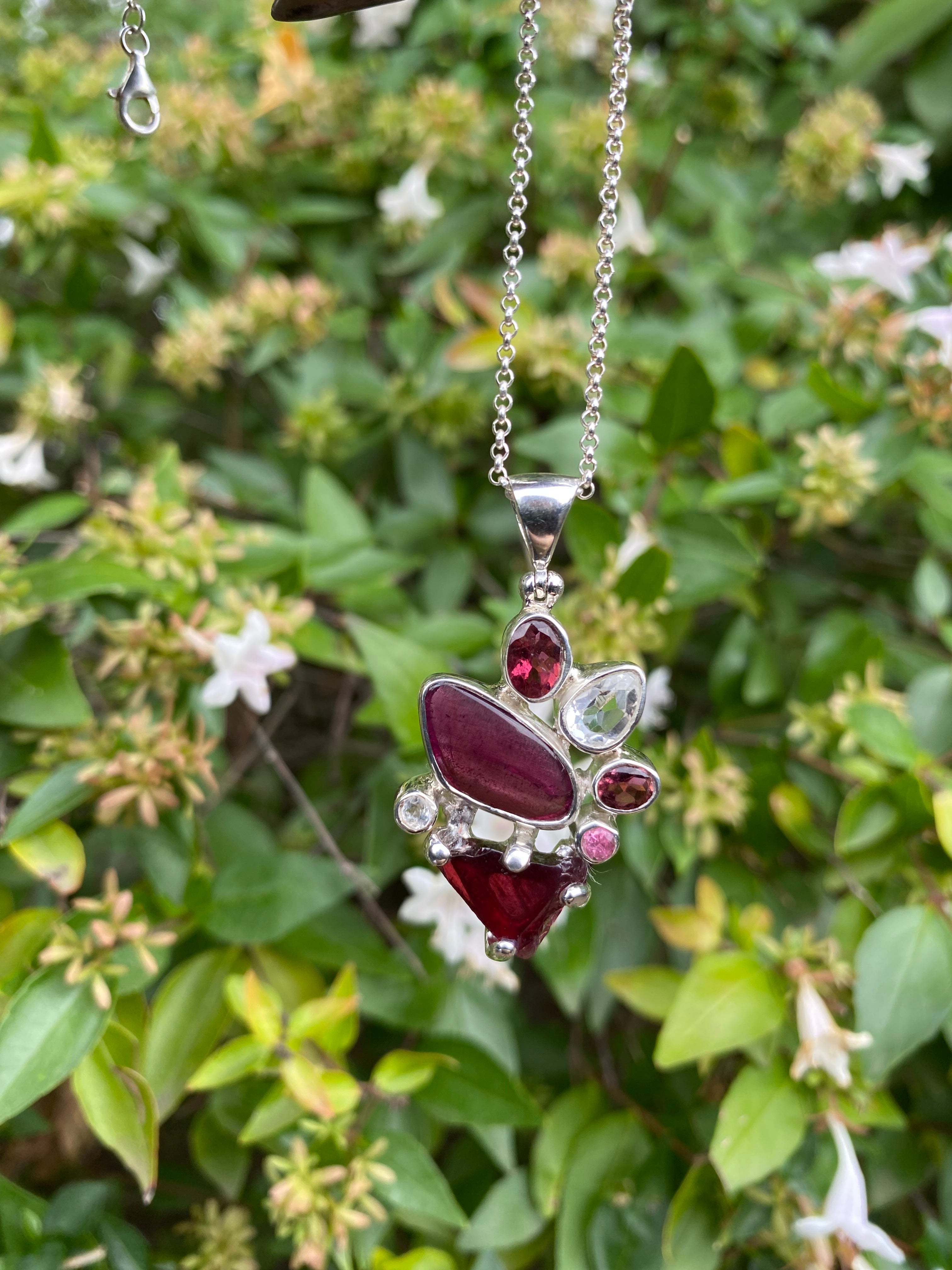 Starborn Rhodolite Garnet Pendant in Sterling Silver