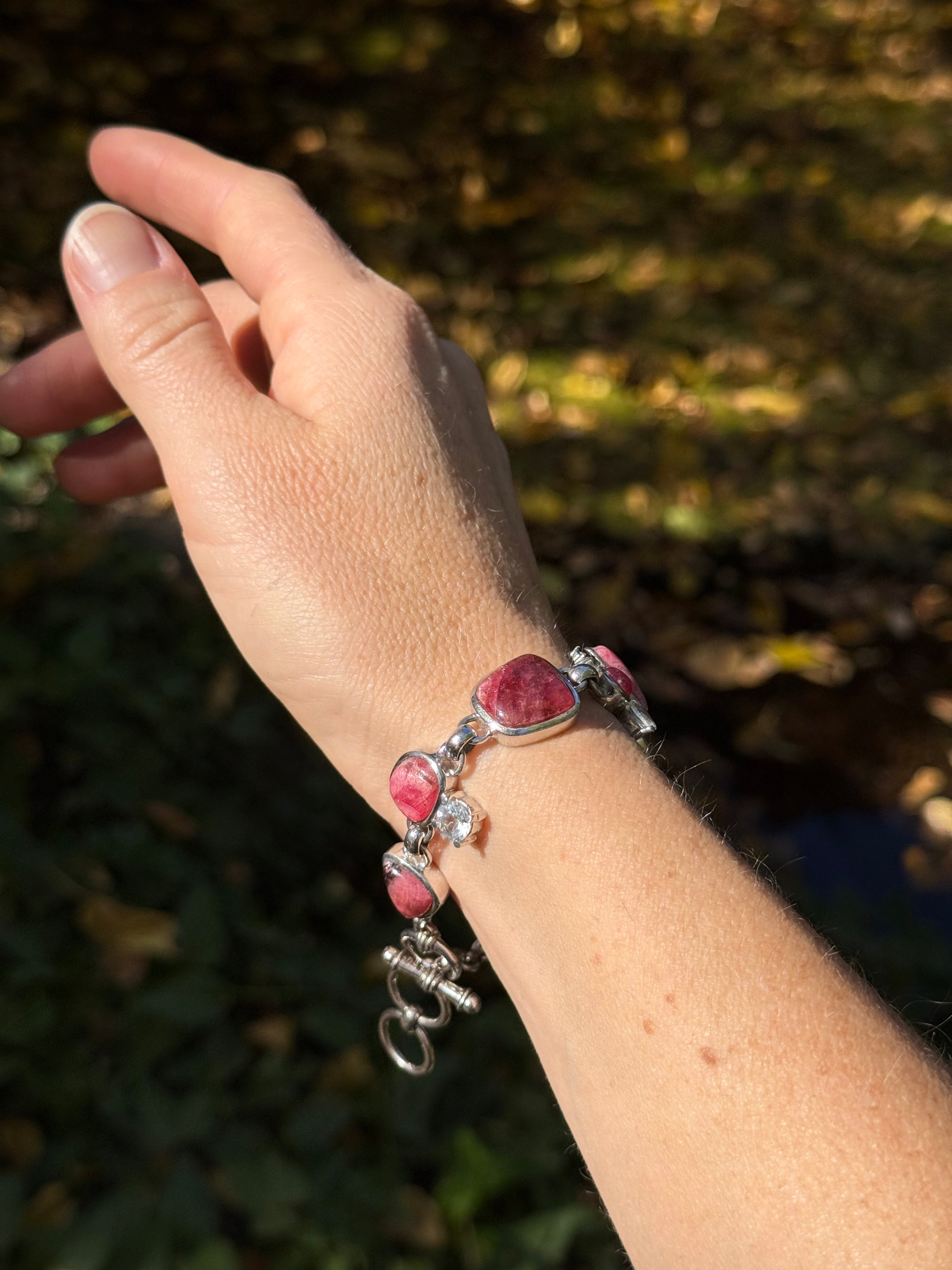 Starborn Rhodonite Bracelet in Sterling Silver